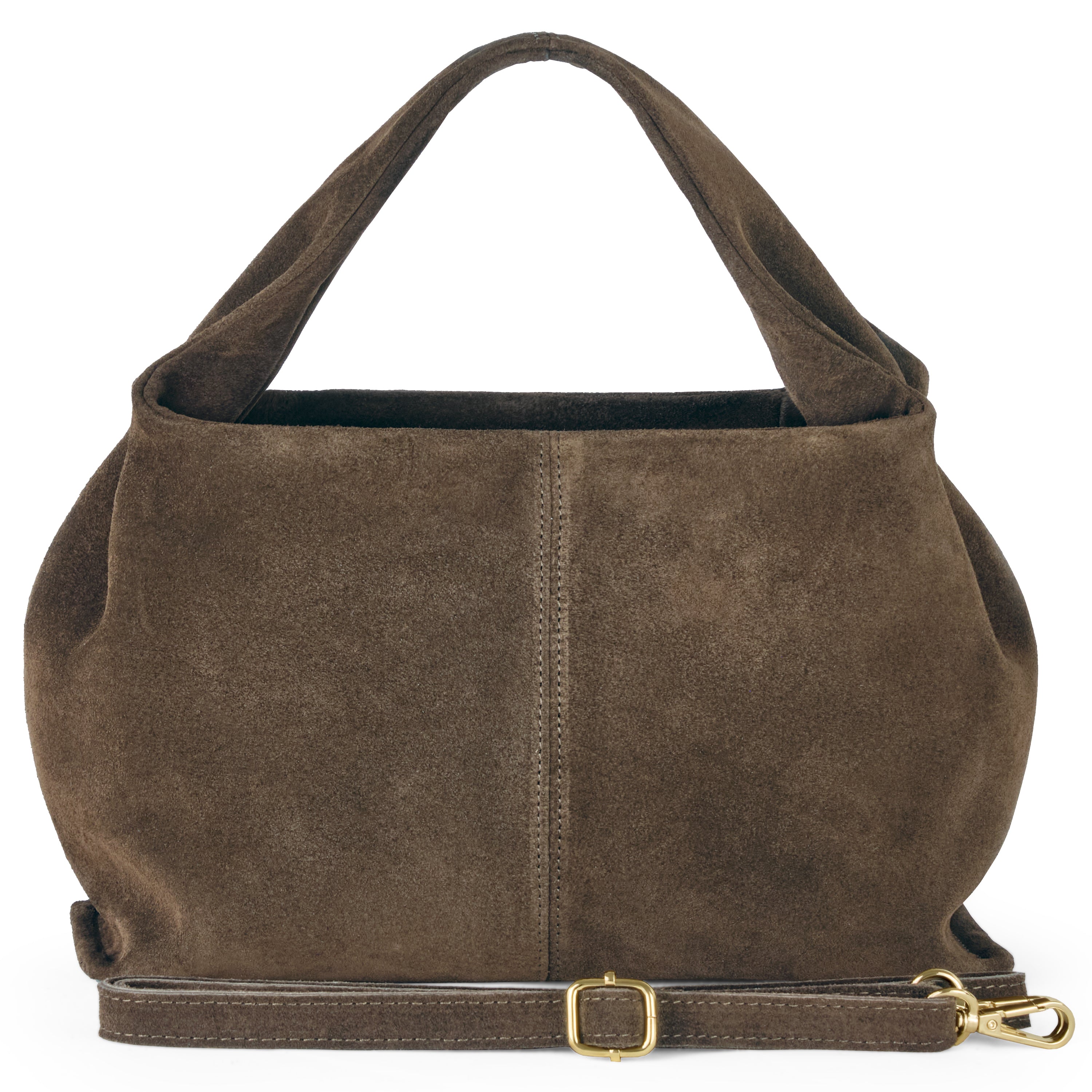 Italian Genuine Suede Shoulder Bag with Twisted Top Handle