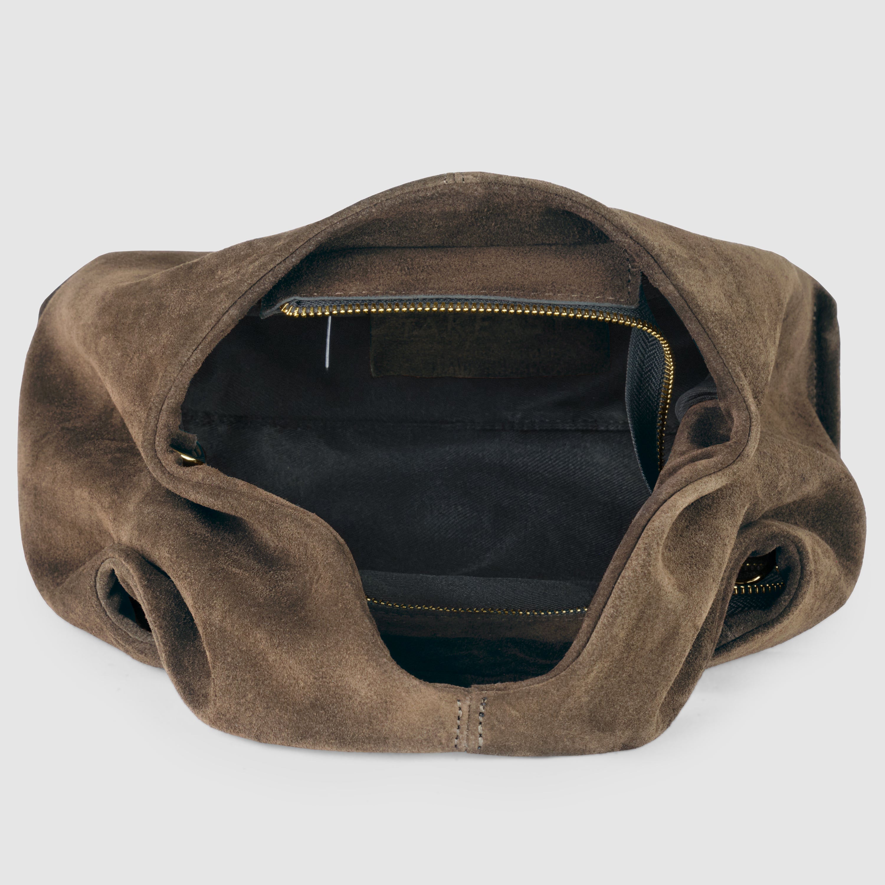 Italian Genuine Suede Shoulder Bag with Twisted Top Handle