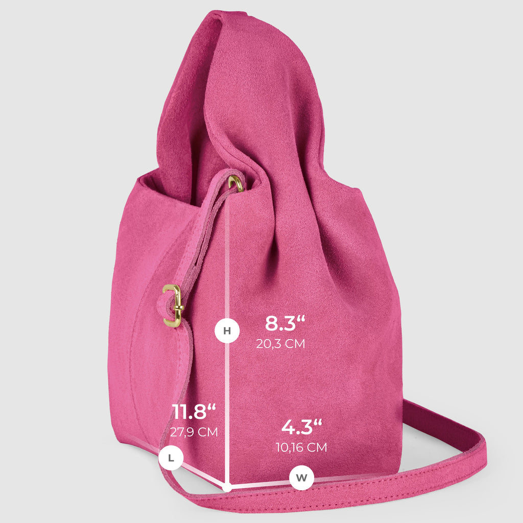 Italian Genuine Suede Shoulder Bag with Twisted Top Handle