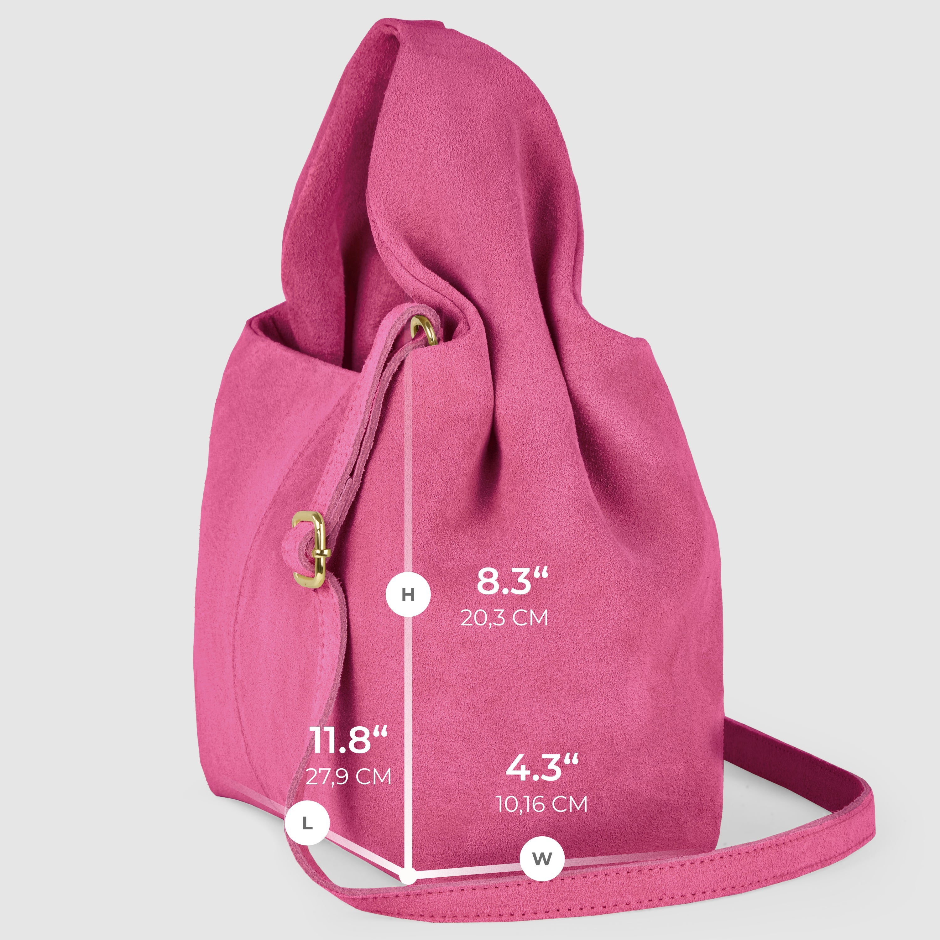 Italian Genuine Suede Shoulder Bag with Twisted Top Handle