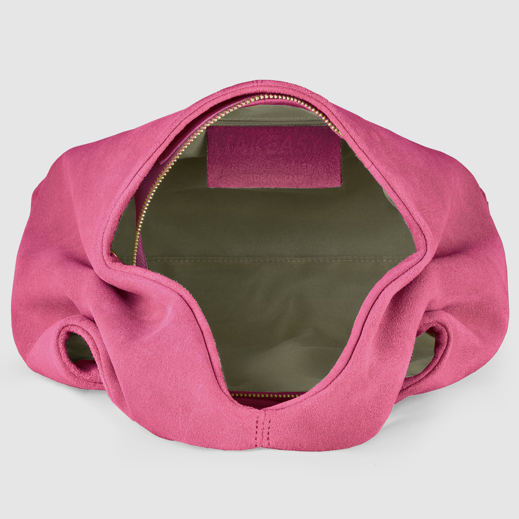 Italian Genuine Suede Shoulder Bag with Twisted Top Handle