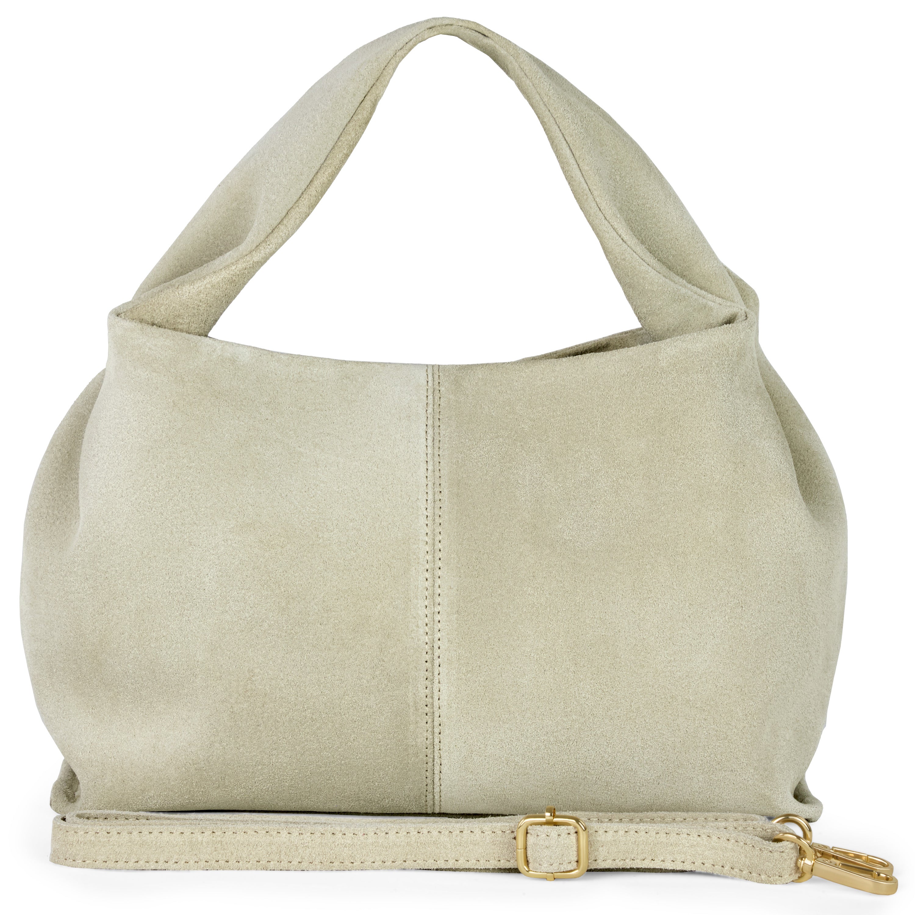 Italian Genuine Suede Shoulder Bag with Twisted Top Handle