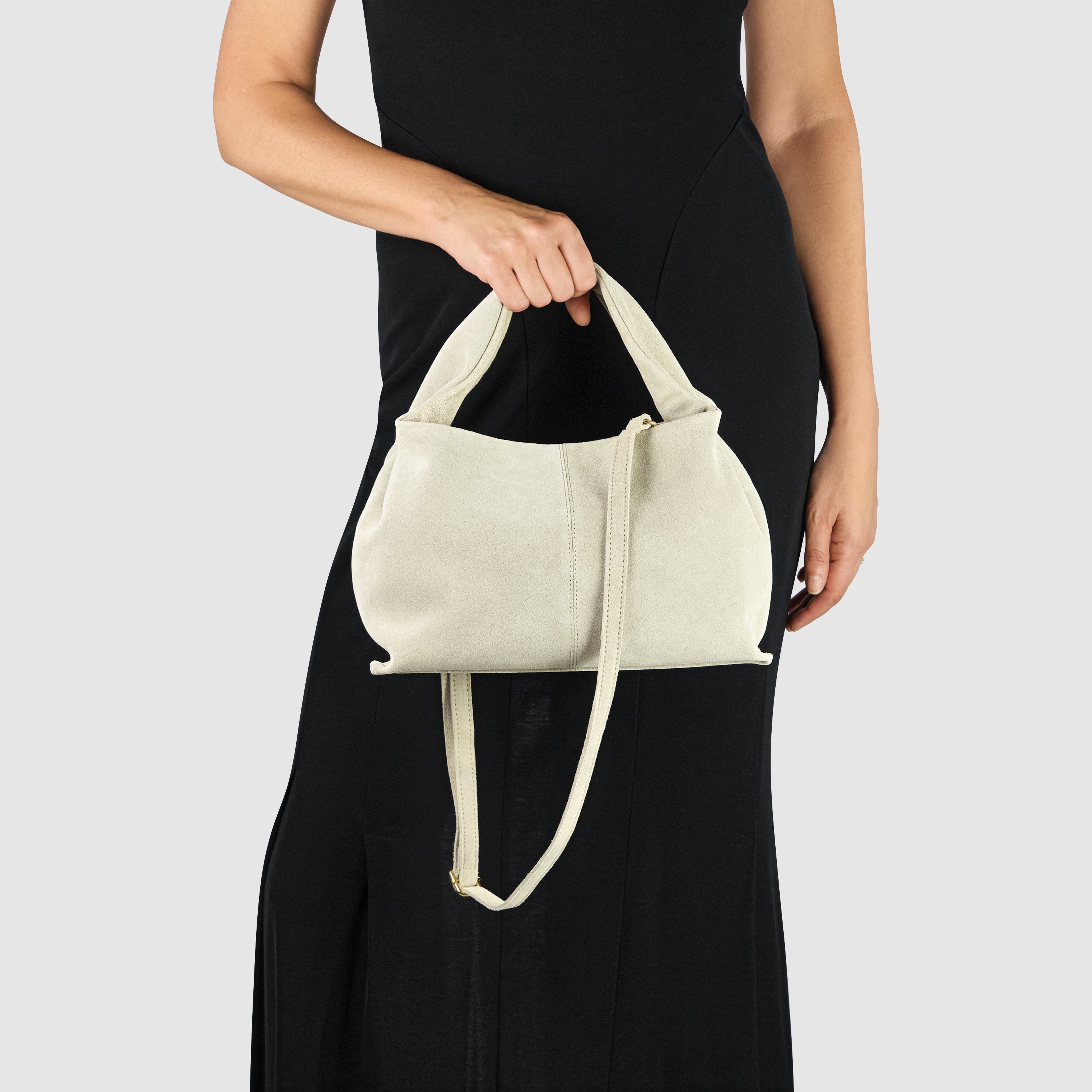 Italian Genuine Suede Shoulder Bag with Twisted Top Handle