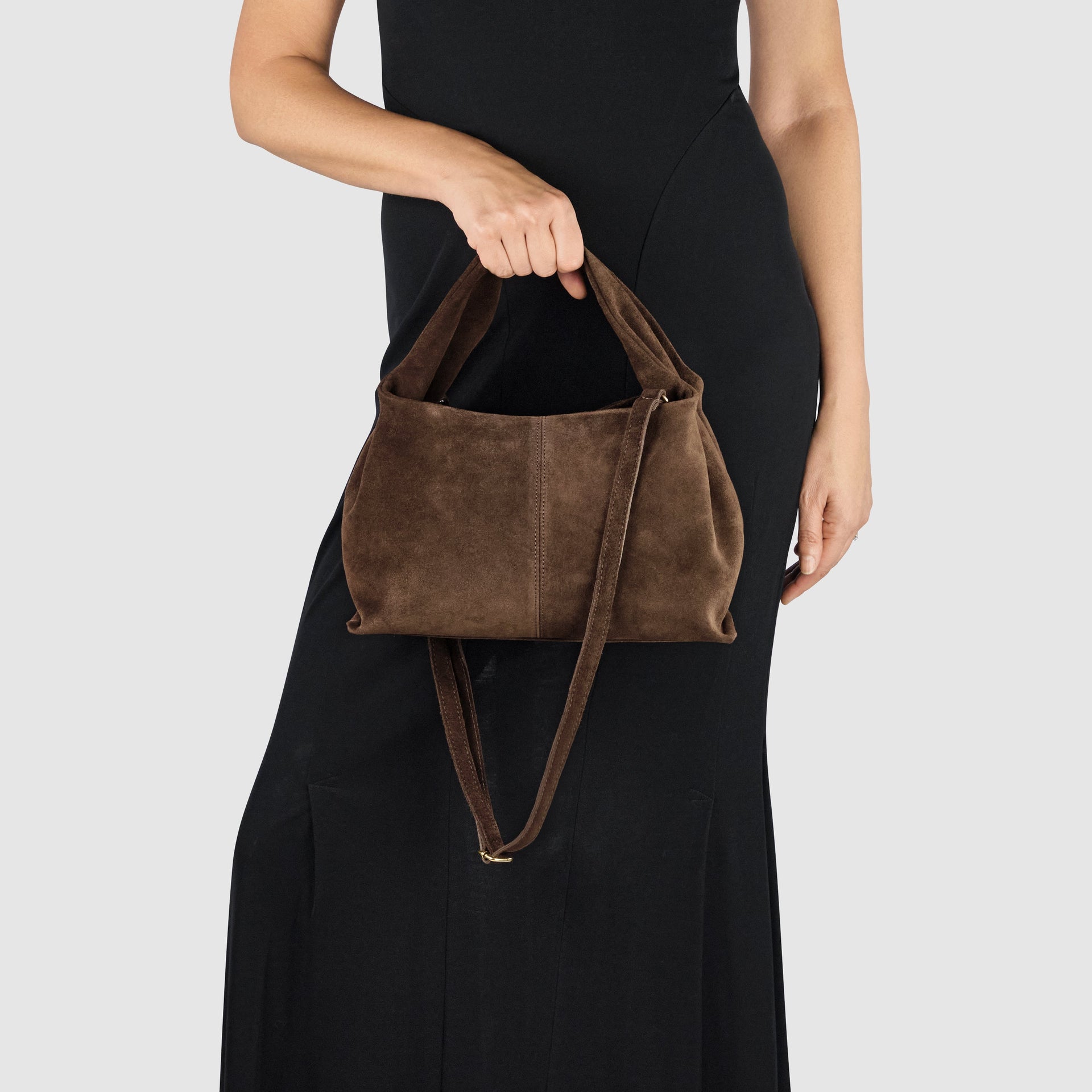 Italian Genuine Suede Shoulder Bag with Twisted Top Handle