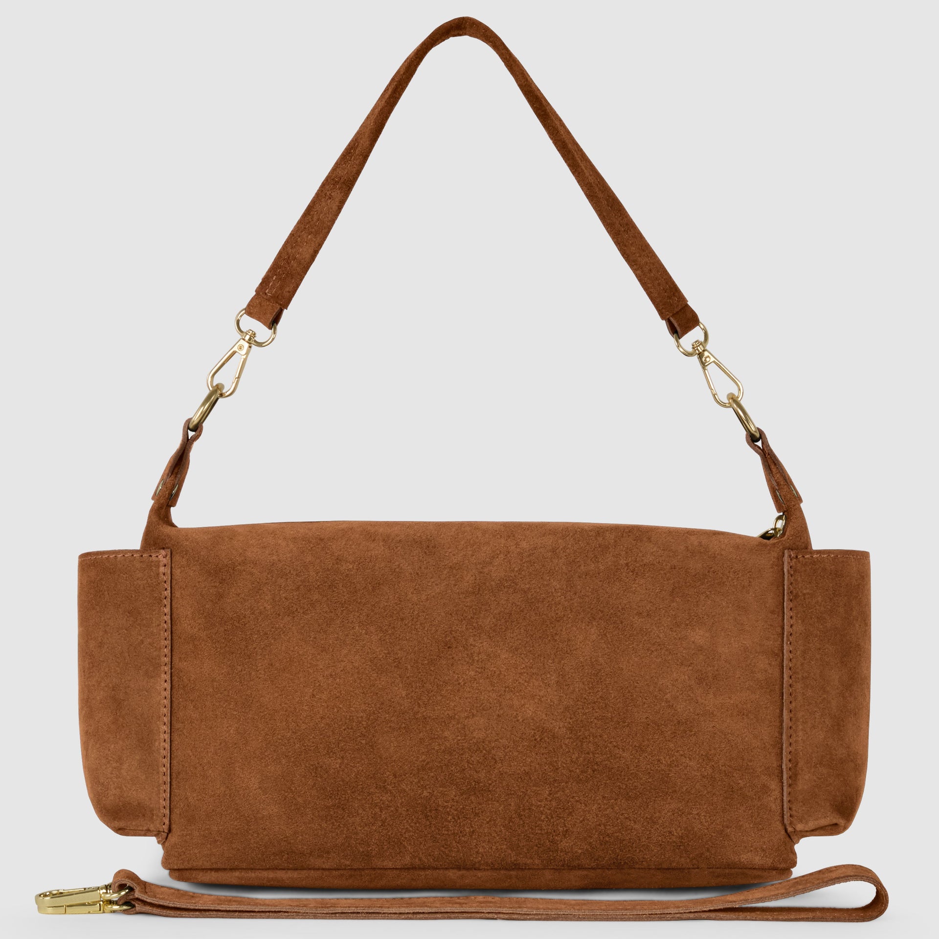 Italian Genuine Suede Shoulder Bag with Front Flap Pocket