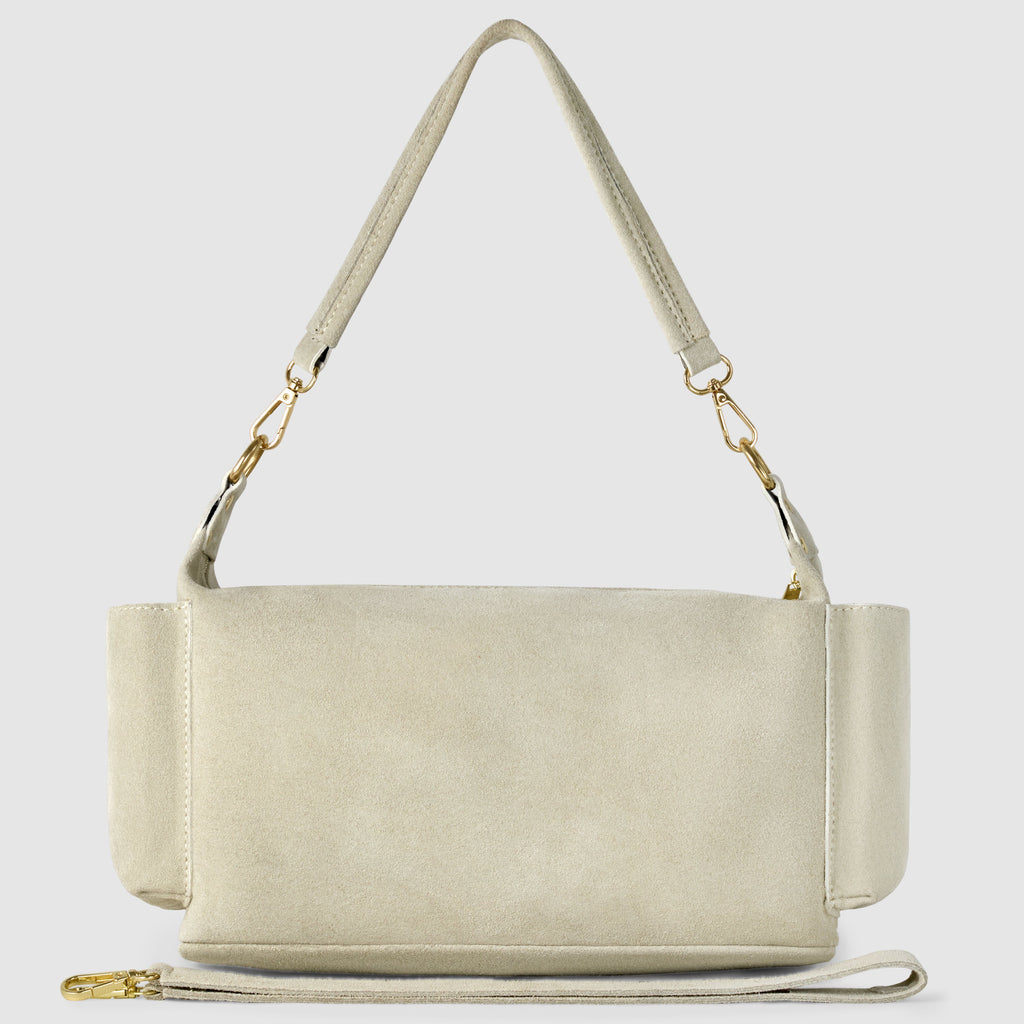 Italian Genuine Suede Shoulder Bag with Front Flap Pocket