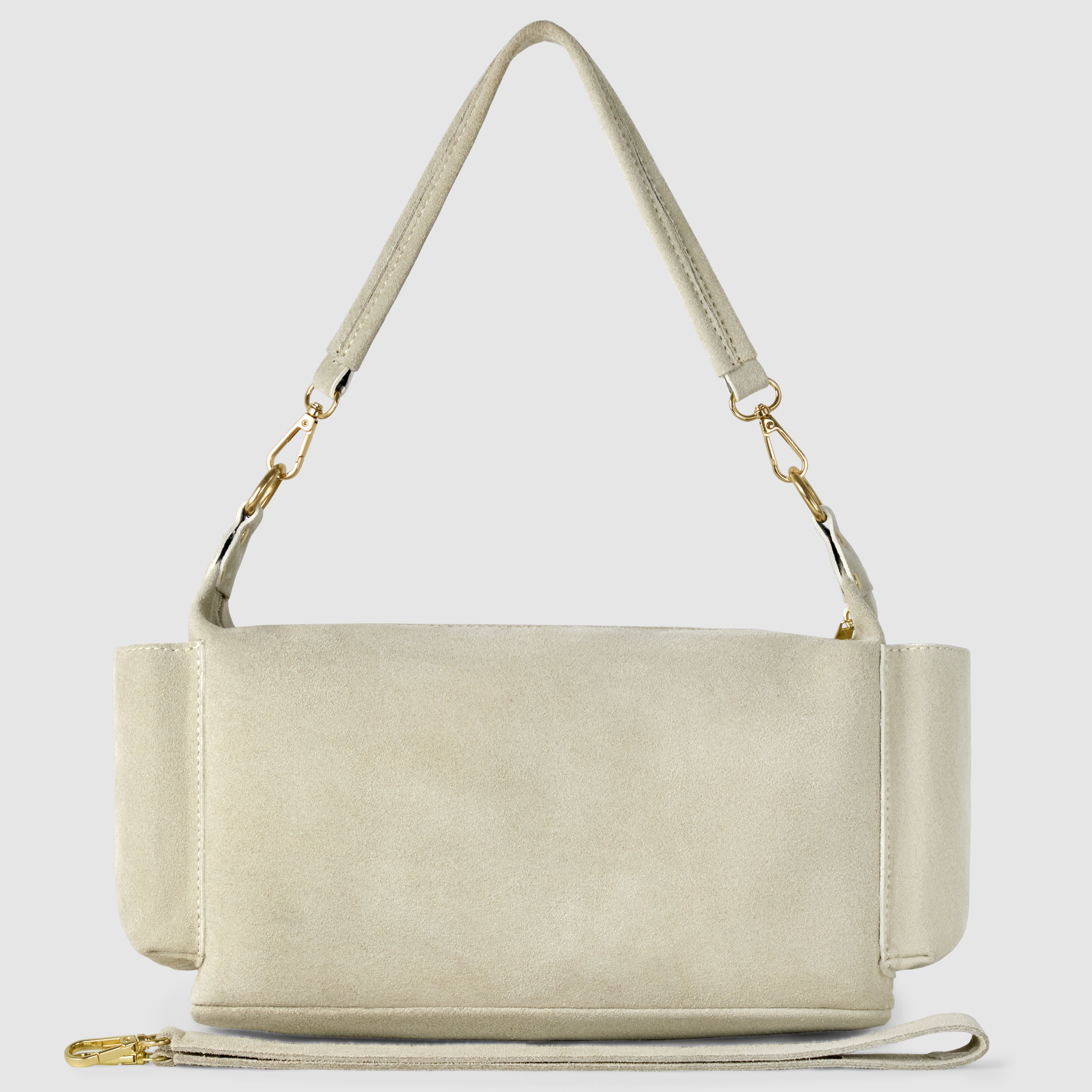 Italian Genuine Suede Shoulder Bag with Front Flap Pocket