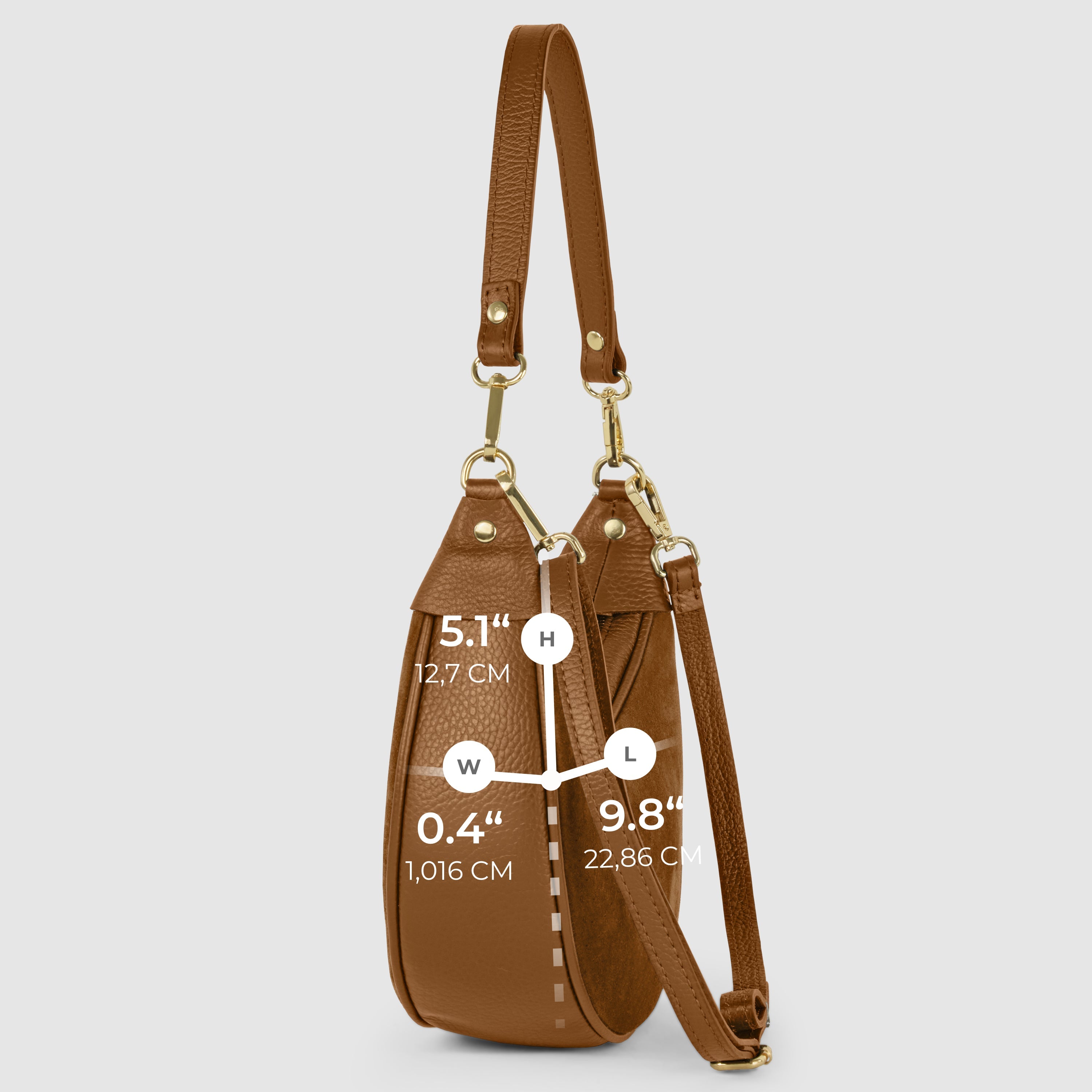 Genuine Italian Suede & Calf Leather Crescent Shoulder Bag