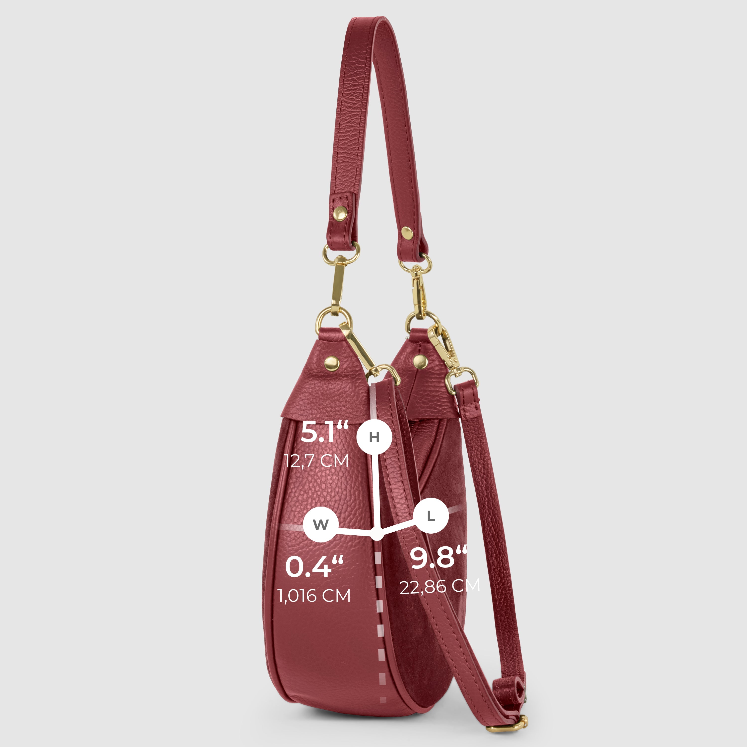 Genuine Italian Suede & Calf Leather Crescent Shoulder Bag