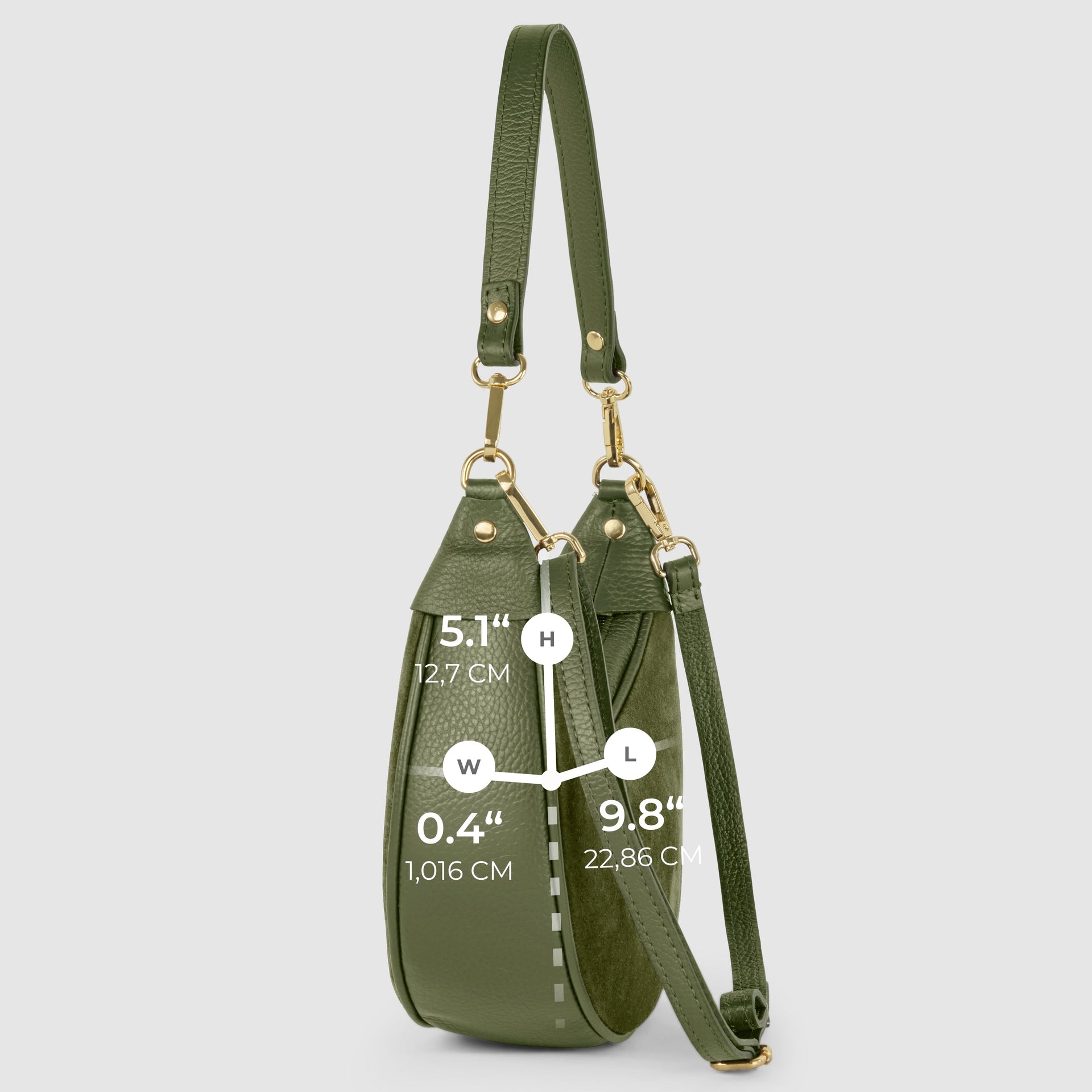 Genuine Italian Suede & Calf Leather Crescent Shoulder Bag
