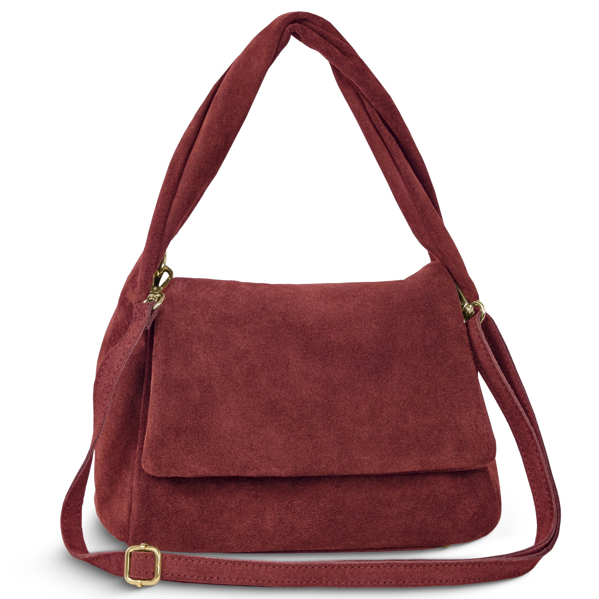 Italian Genuine Suede Top-Handle Bag with Adjustable Strap
