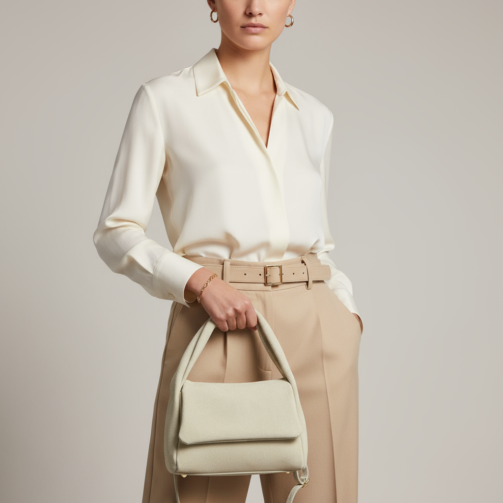 Italian Genuine Suede Top-Handle Bag with Adjustable Strap