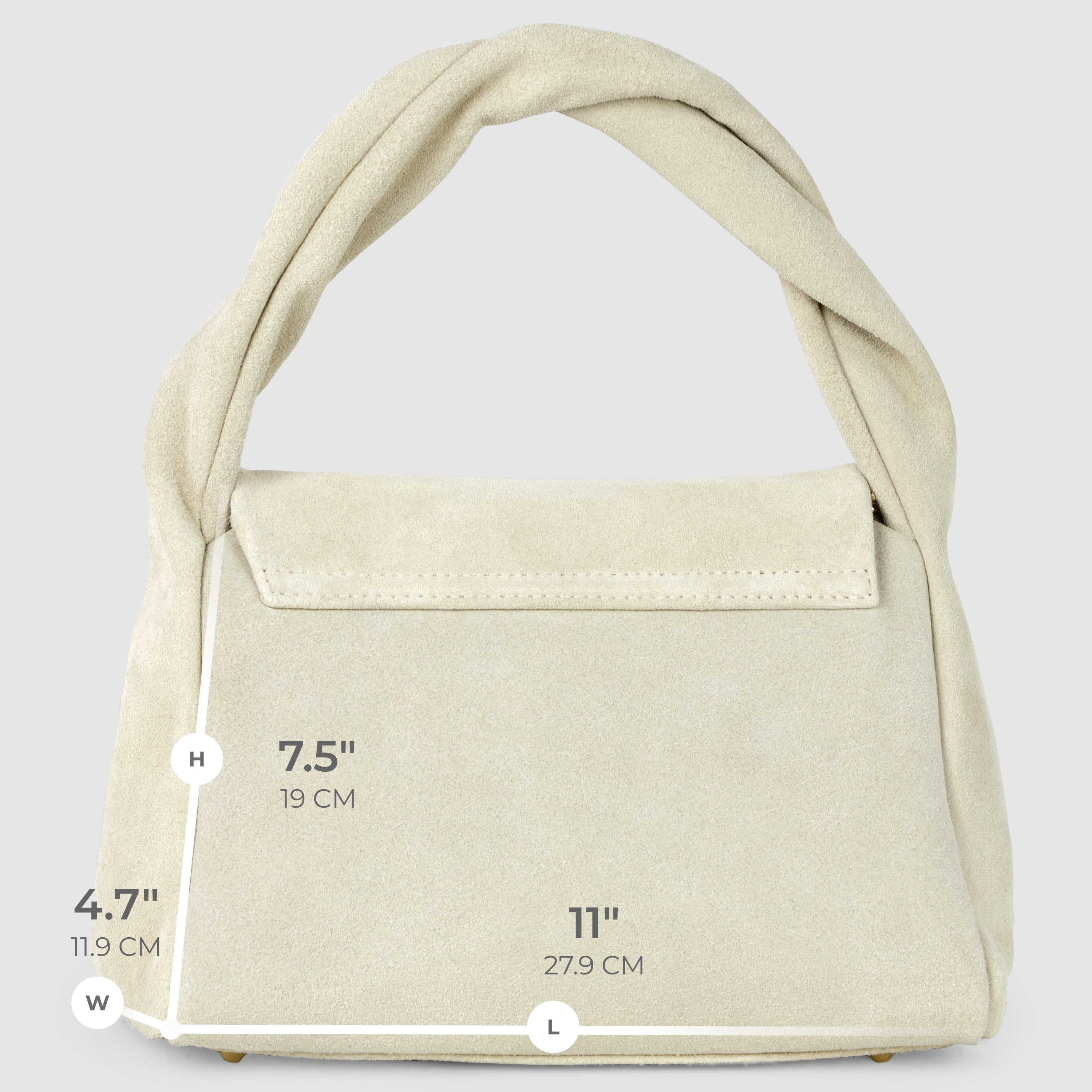 Italian Genuine Suede Top-Handle Bag with Adjustable Strap