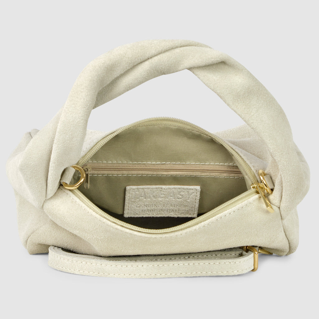 Italian Genuine Suede Top-Handle Bag with Adjustable Strap