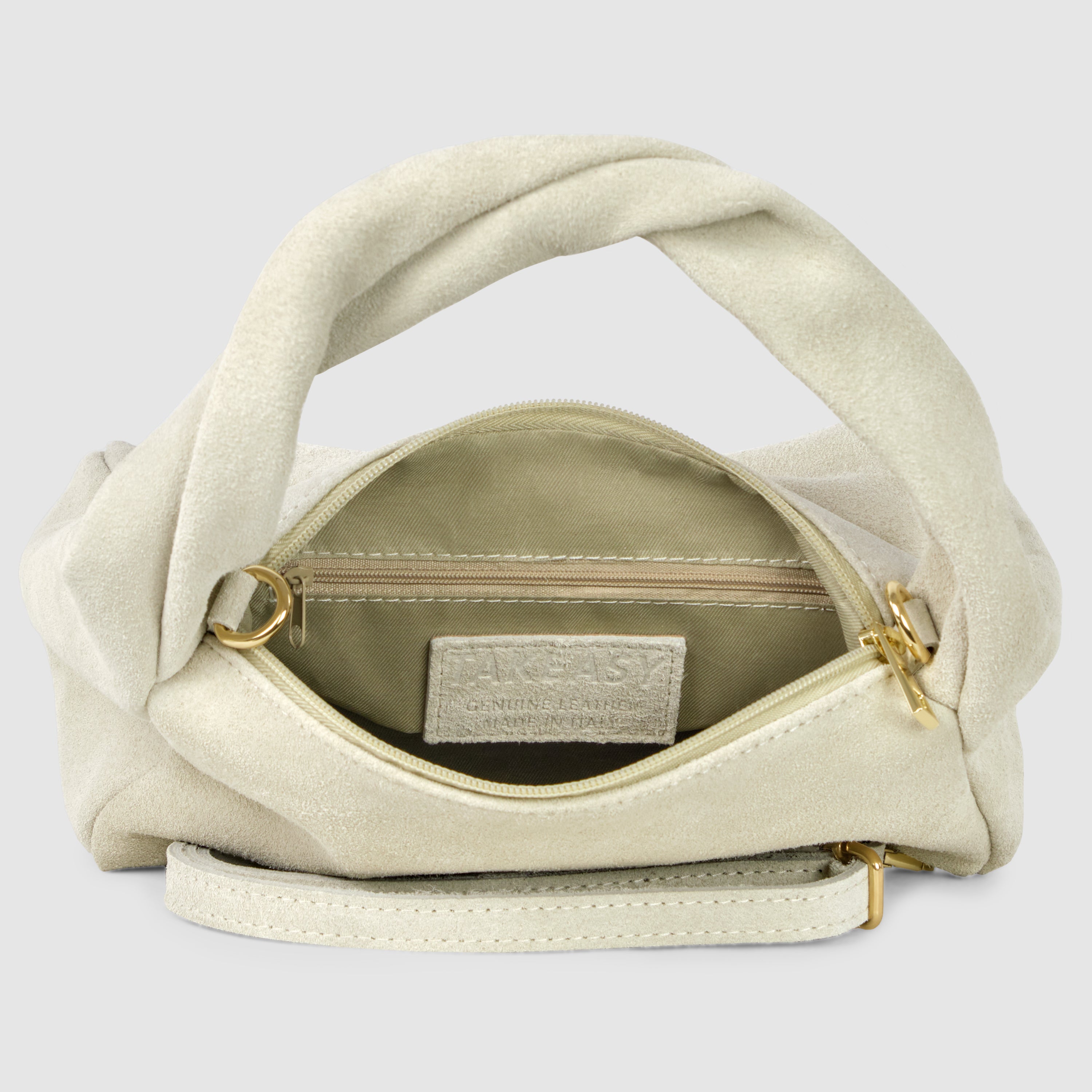 Italian Genuine Suede Top-Handle Bag with Adjustable Strap