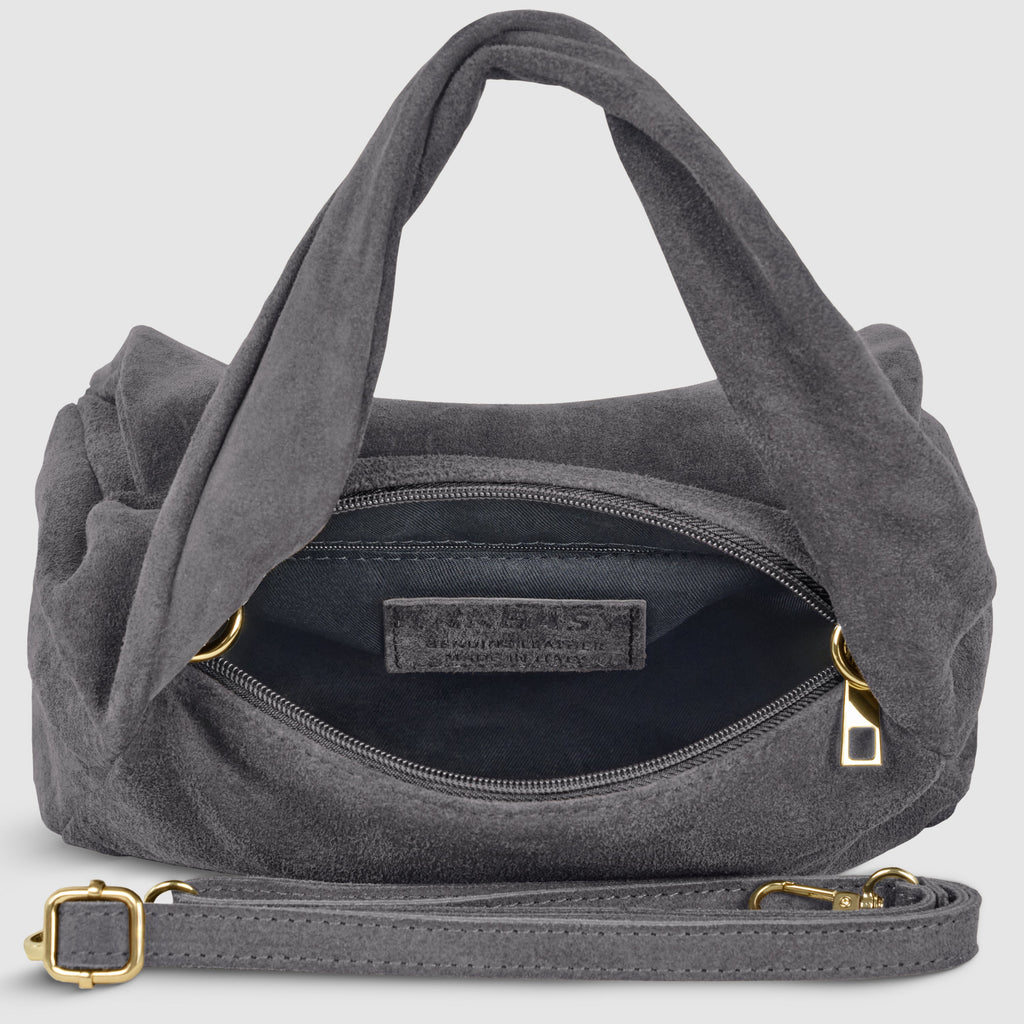 Italian Genuine Suede Top-Handle Bag with Adjustable Strap