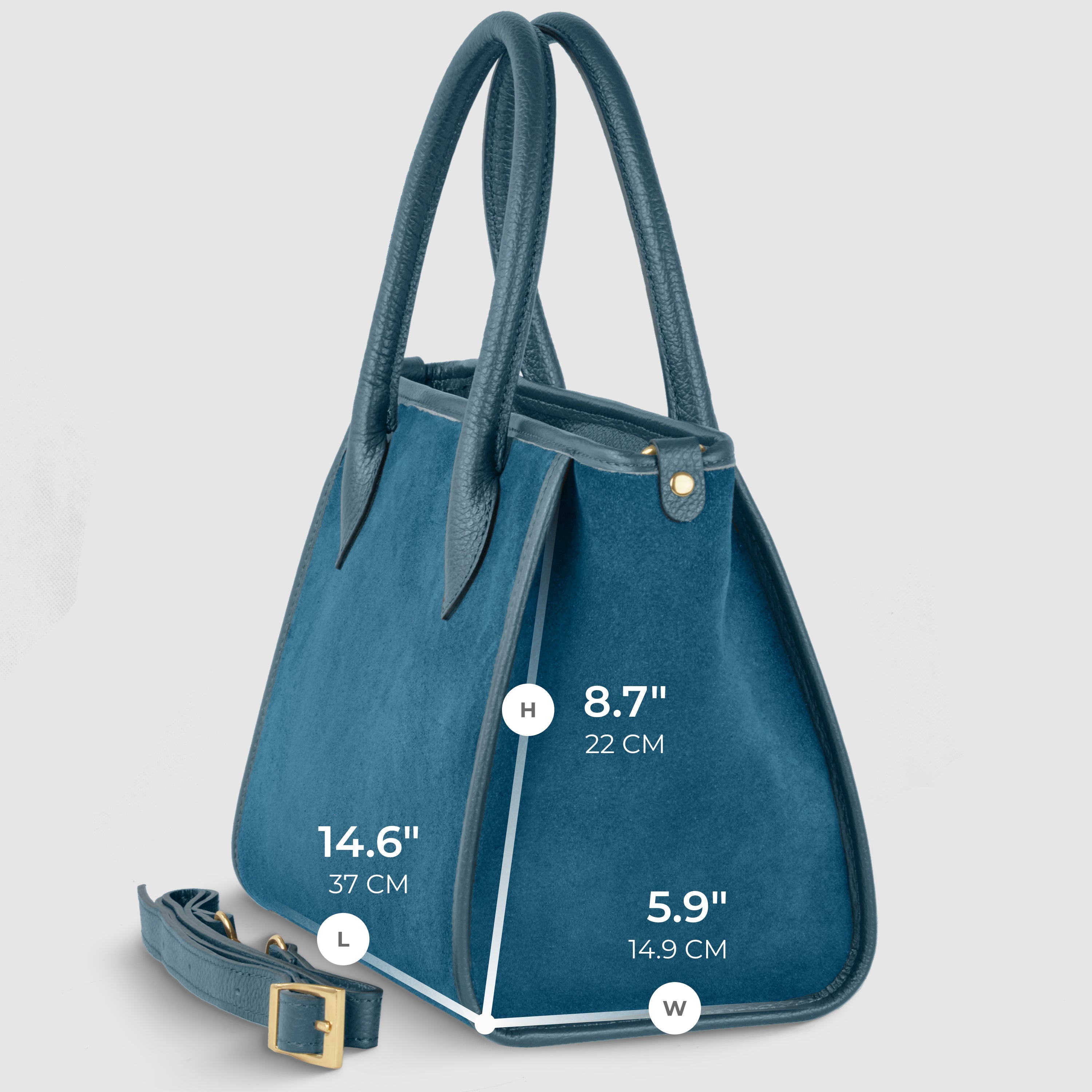 Italian Genuine Suede Top-Handle Bag in Brown and Tan