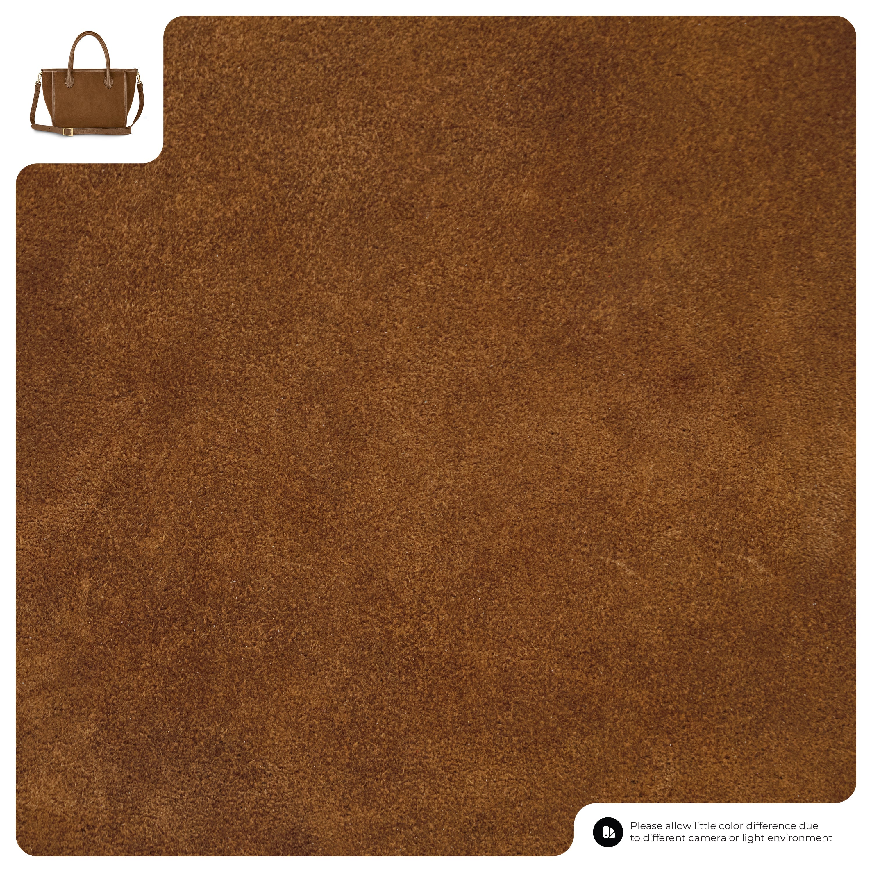 Italian Genuine Suede Top-Handle Bag in Brown and Tan