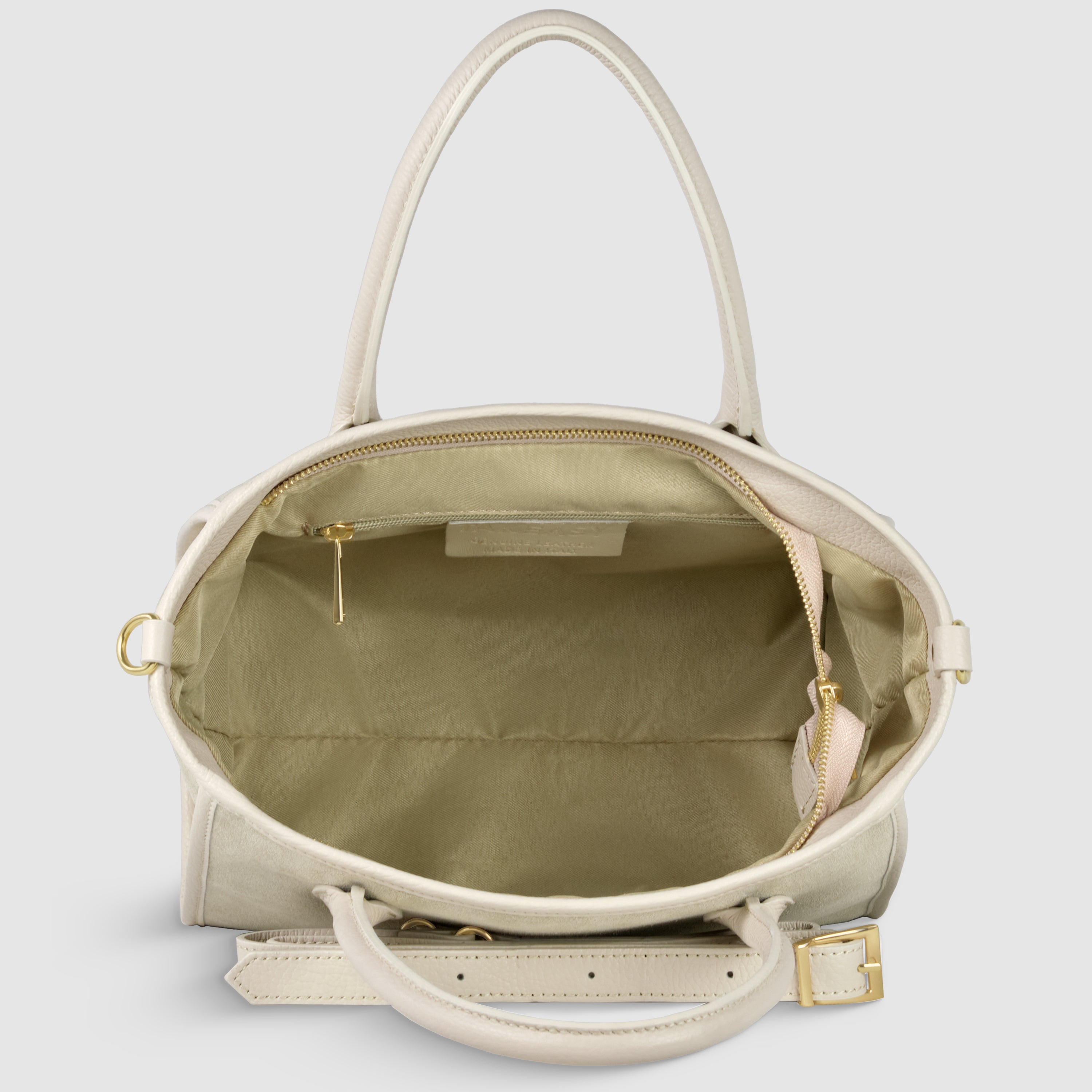 Italian Genuine Suede Top-Handle Bag in Brown and Tan