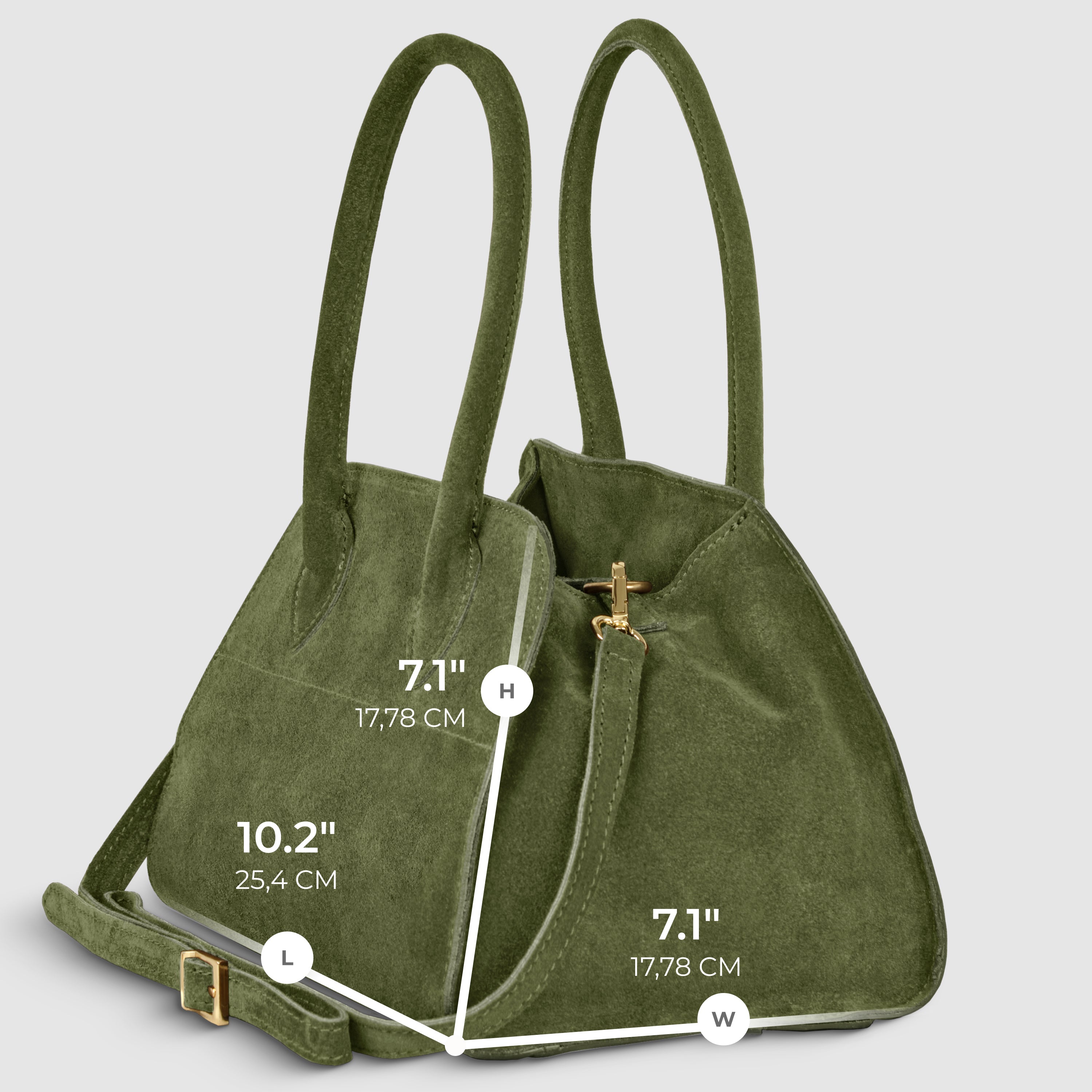 Italian Genuine Suede Compact Structured Top-Handle Bag