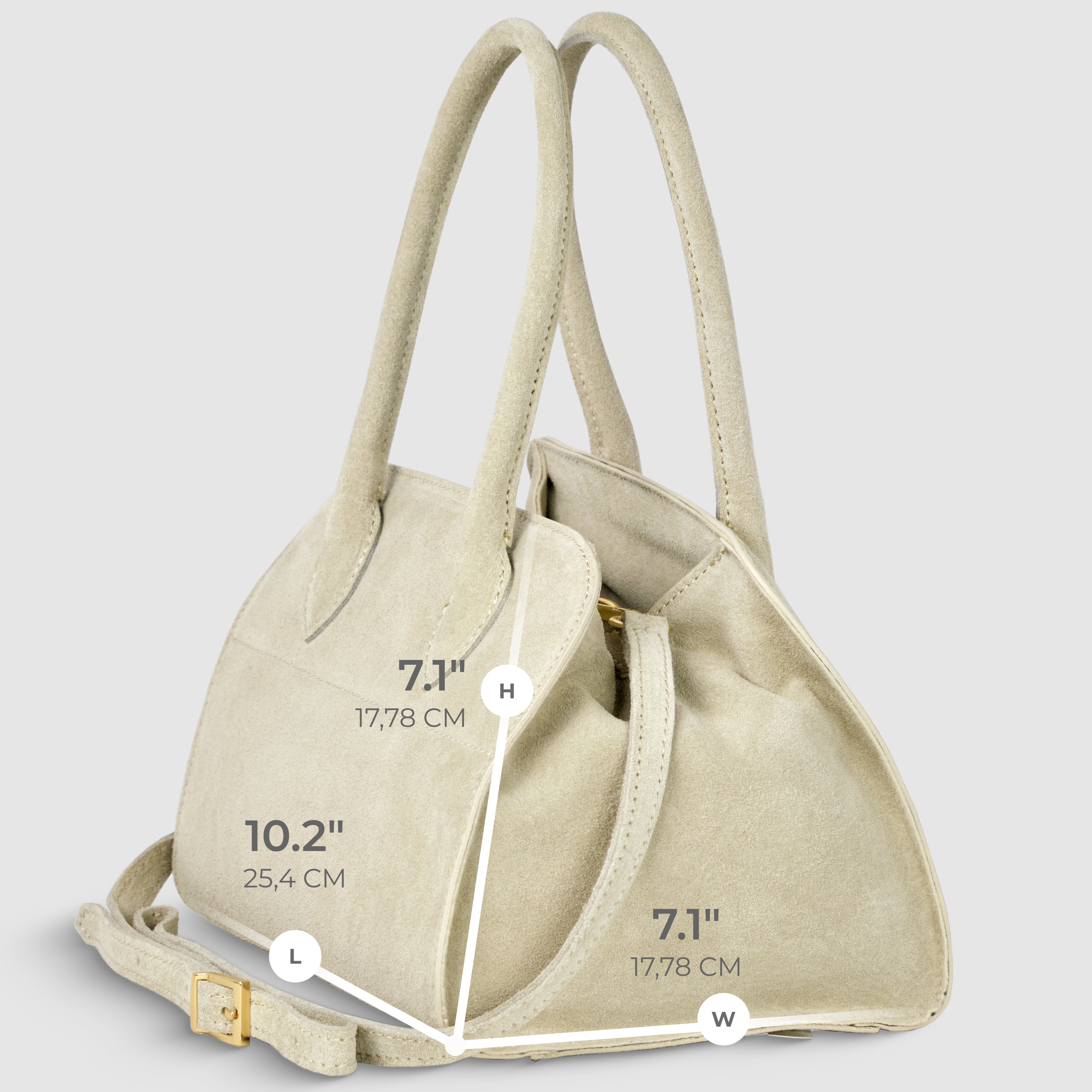 Italian Genuine Suede Compact Structured Top-Handle Bag