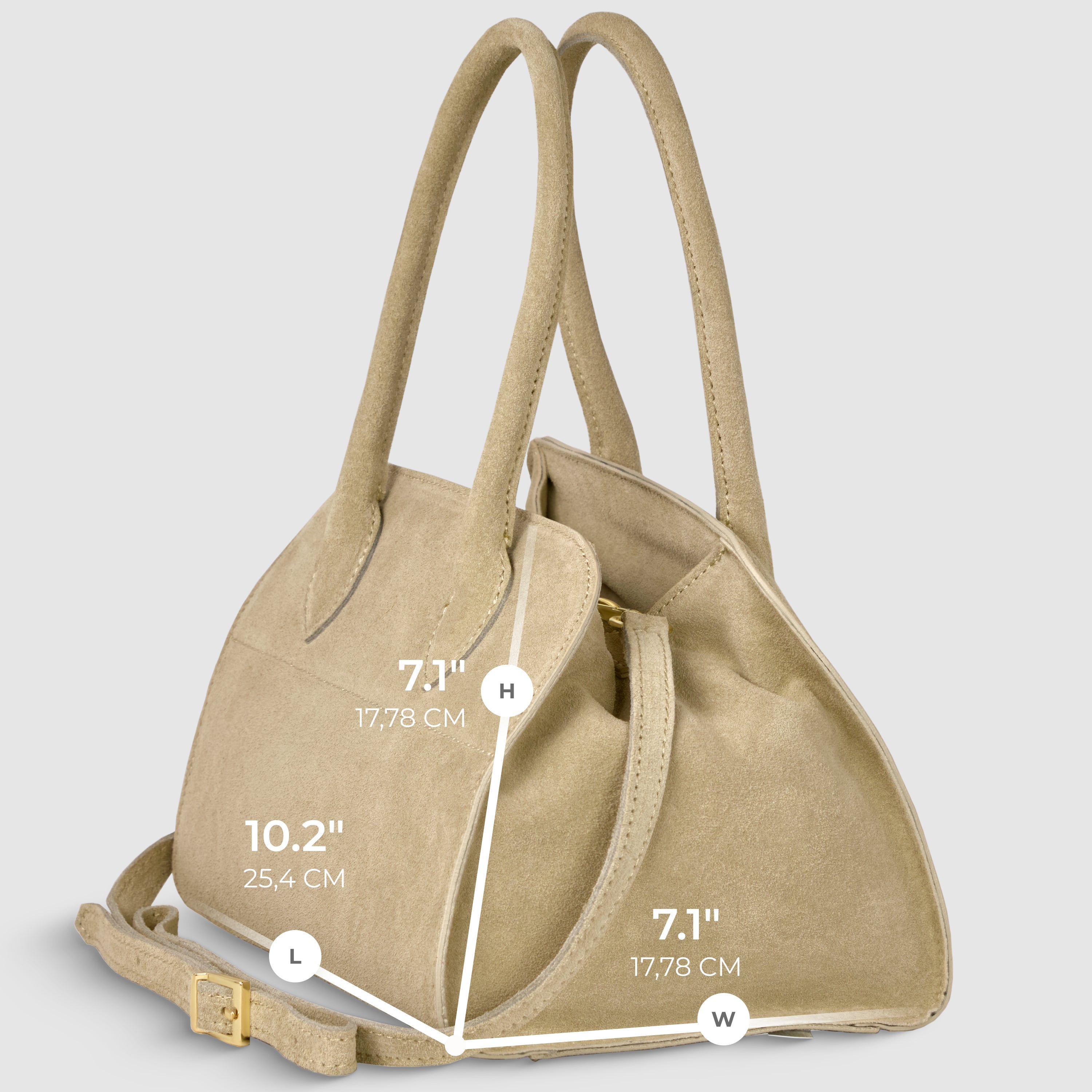 Italian Genuine Suede Compact Structured Top-Handle Bag