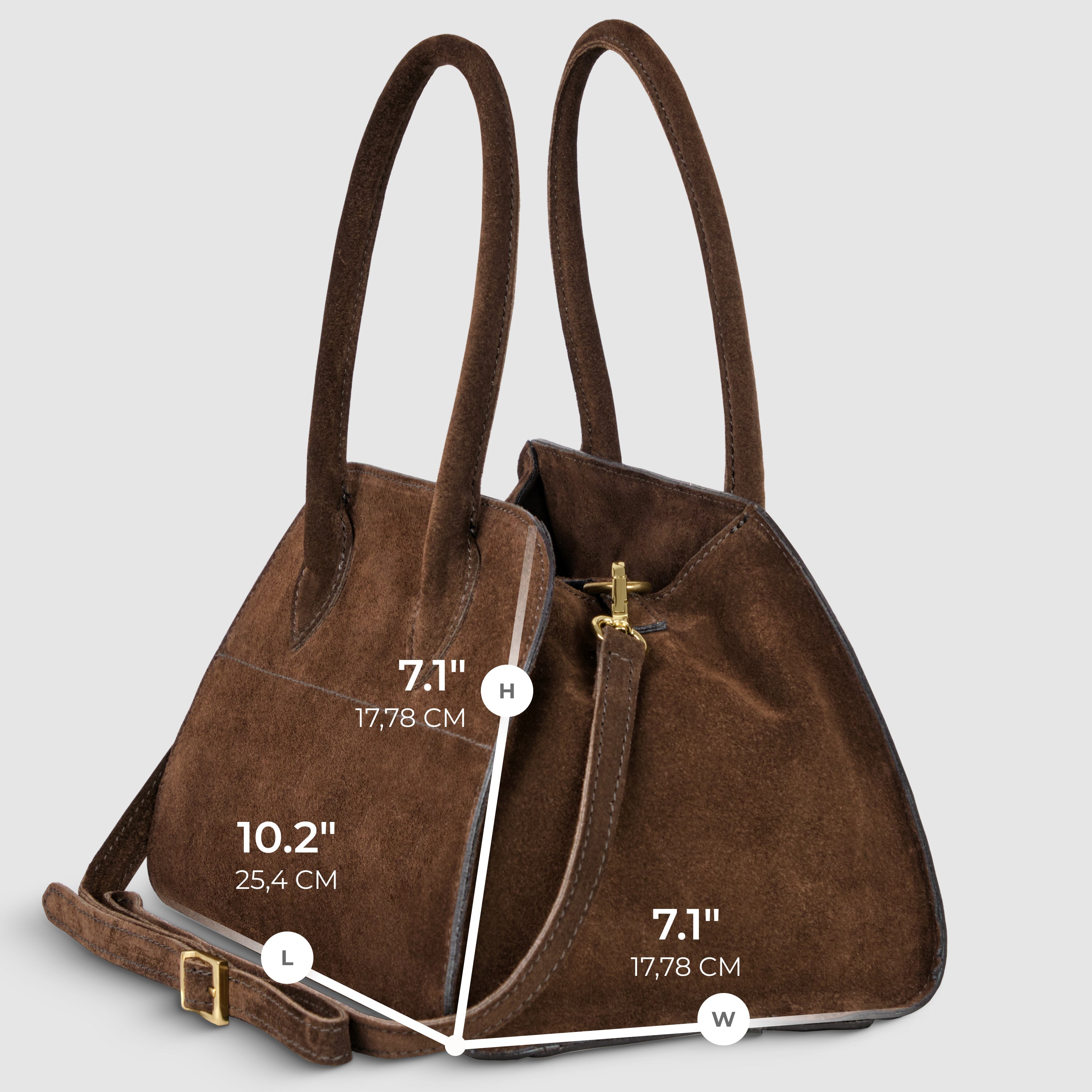 Italian Genuine Suede Compact Structured Top-Handle Bag