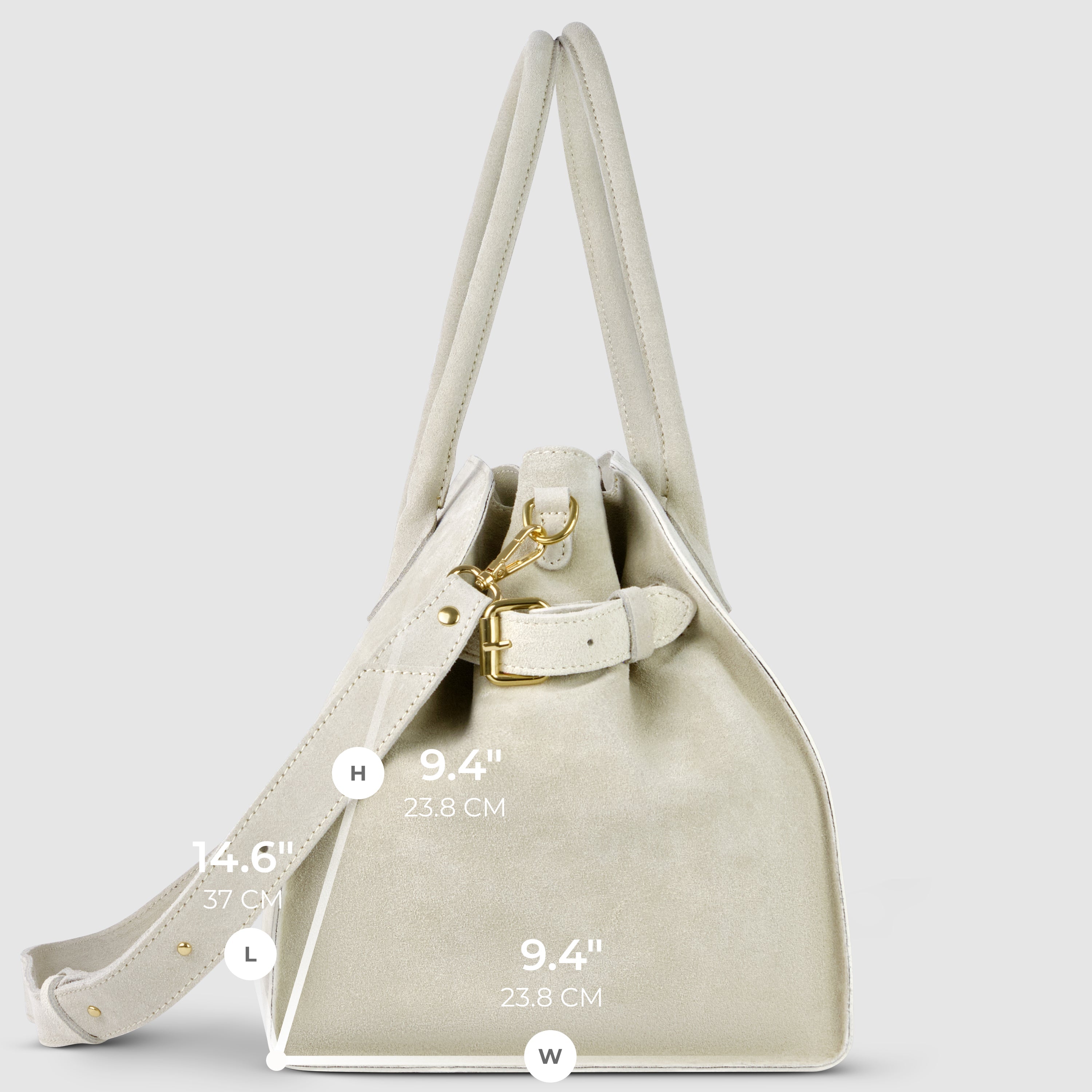 Italian Genuine Suede Top-Handle Bag with Detachable Strap