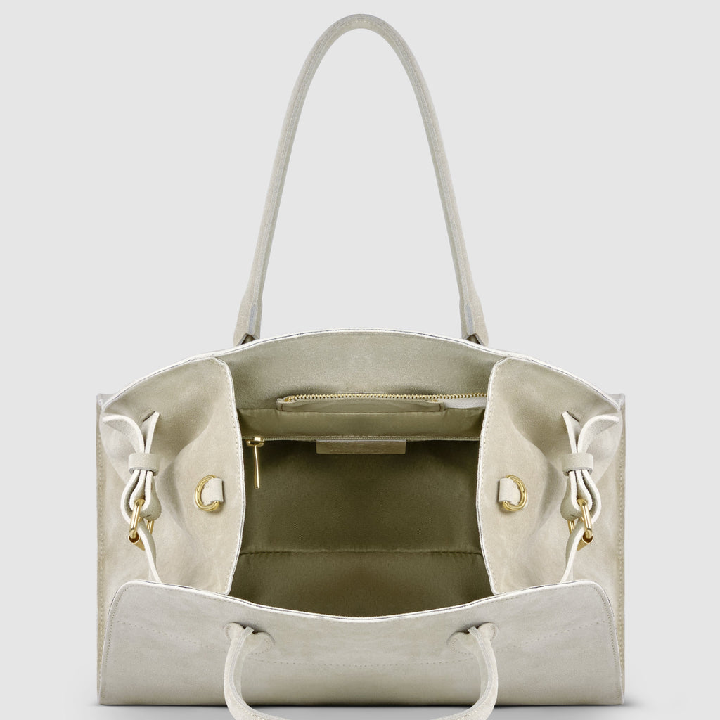 Italian Genuine Suede Top-Handle Bag with Detachable Strap