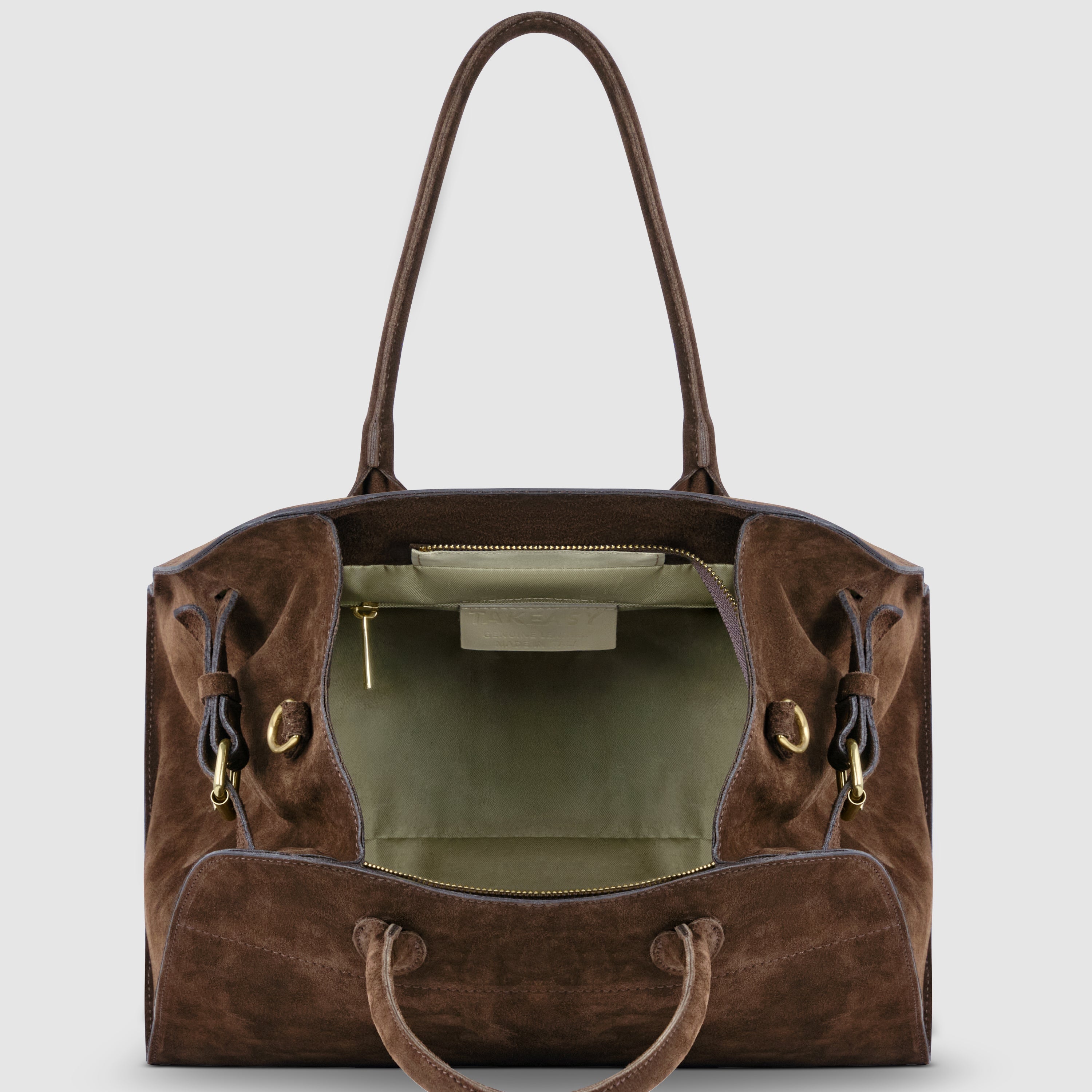 Italian Genuine Suede Top-Handle Bag with Detachable Strap