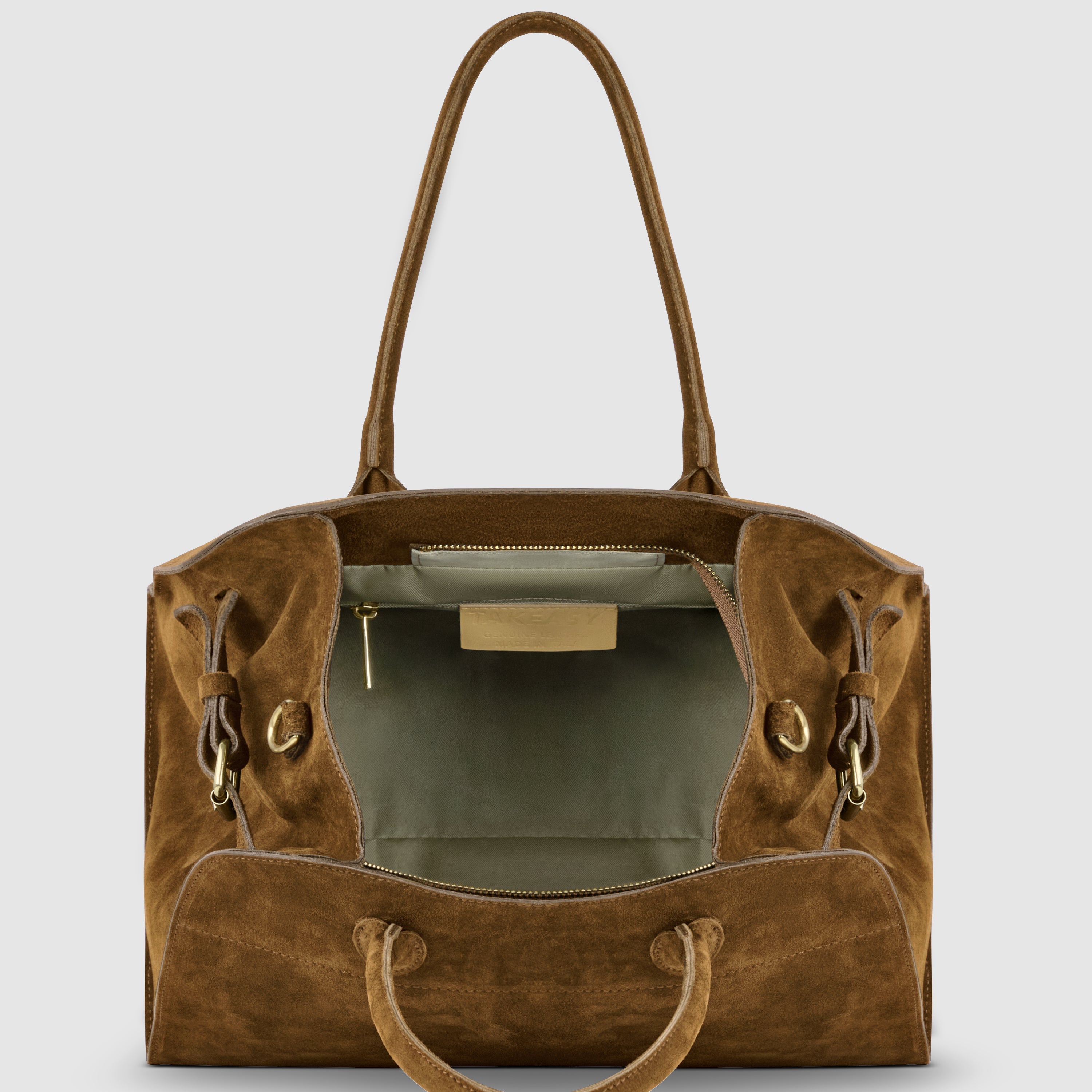 Italian Genuine Suede Top-Handle Bag with Detachable Strap