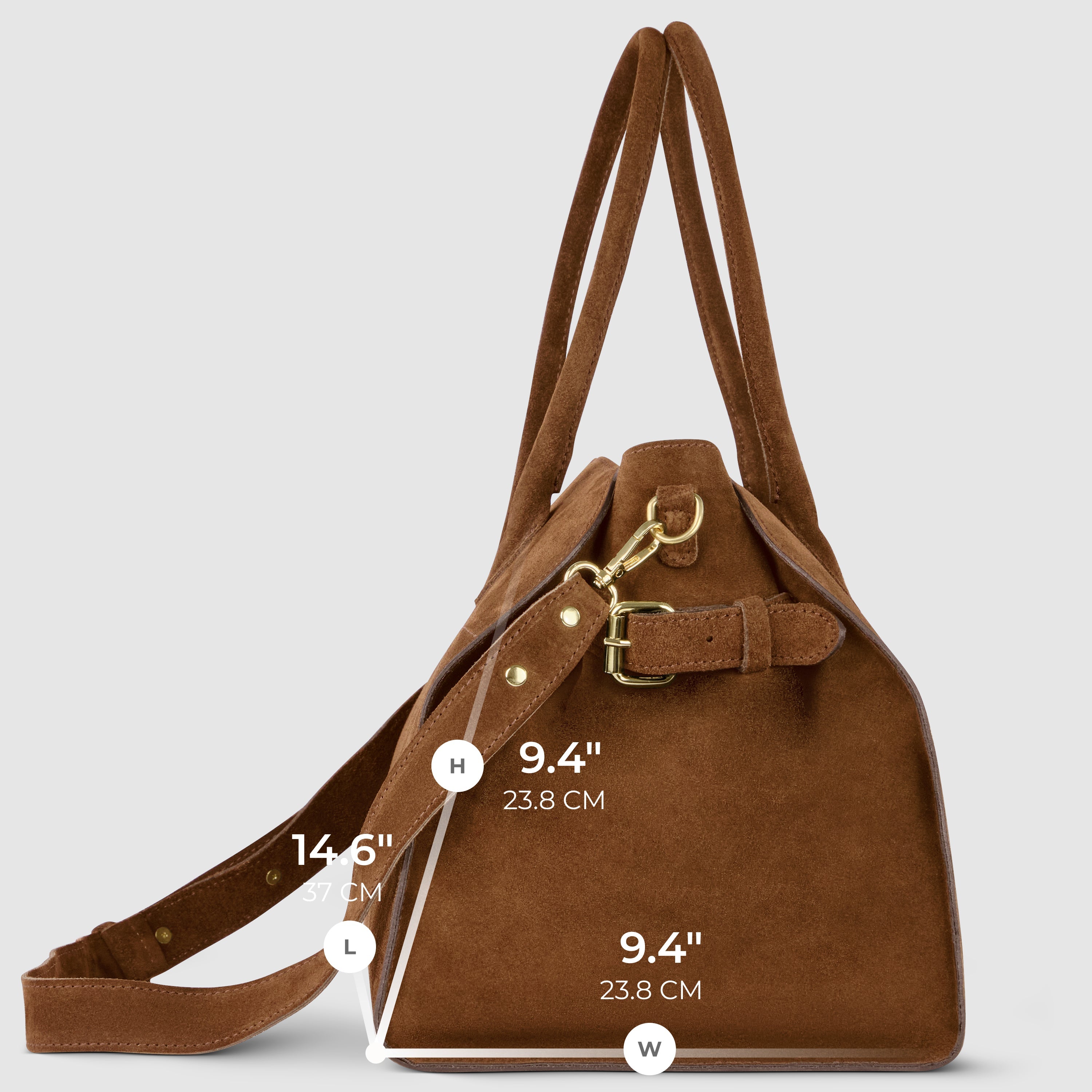 Italian Genuine Suede Top-Handle Bag with Detachable Strap