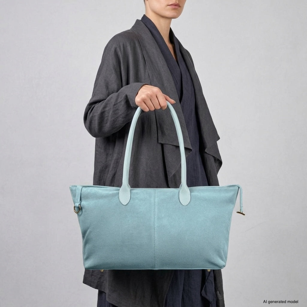Large Italian Genuine Suede Carryall Tote Bag