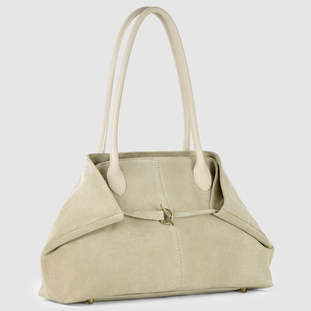 Large Italian Genuine Suede Carryall Tote Bag