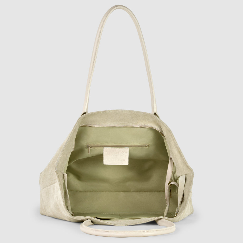 Large Italian Genuine Suede Carryall Tote Bag