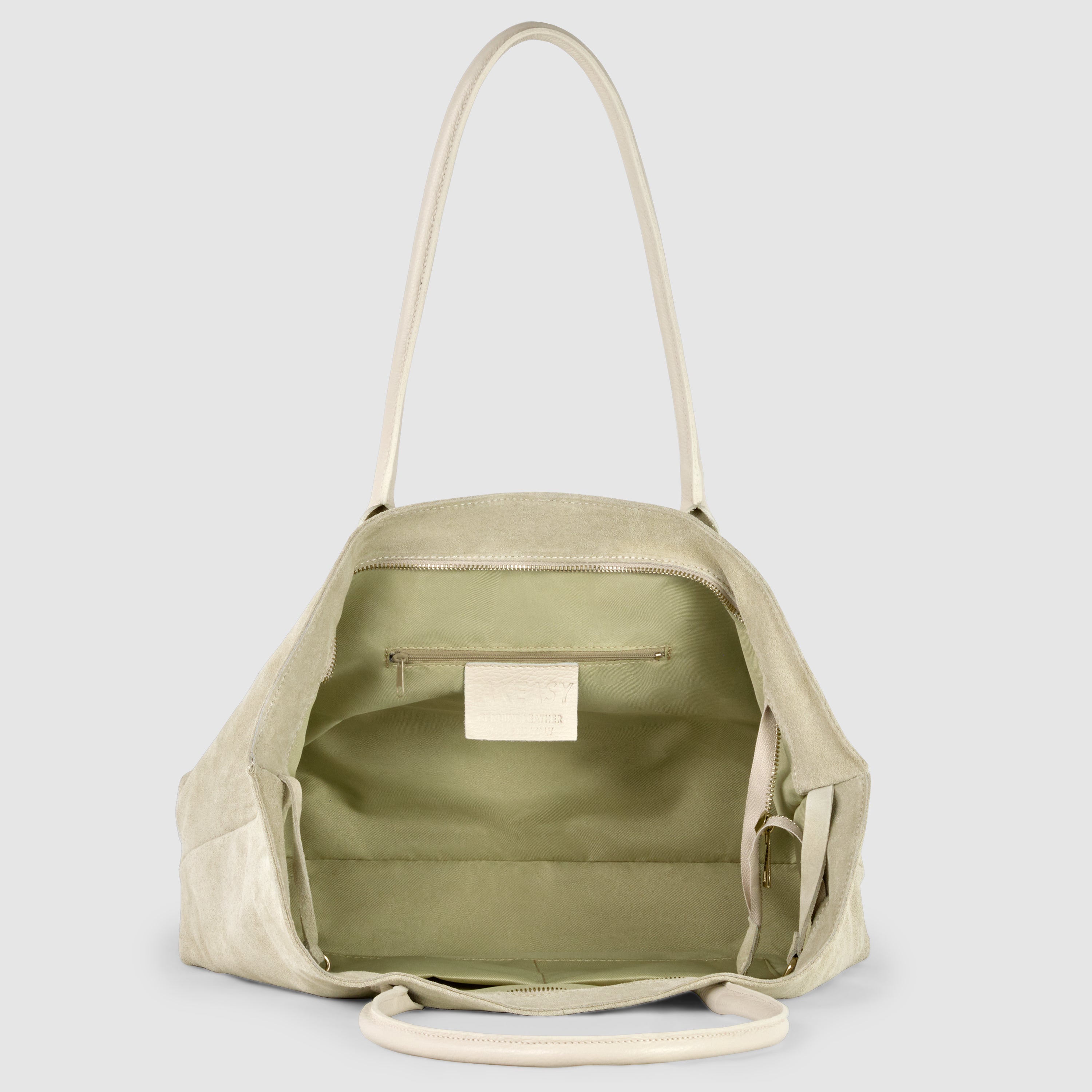Large Italian Genuine Suede Carryall Tote Bag