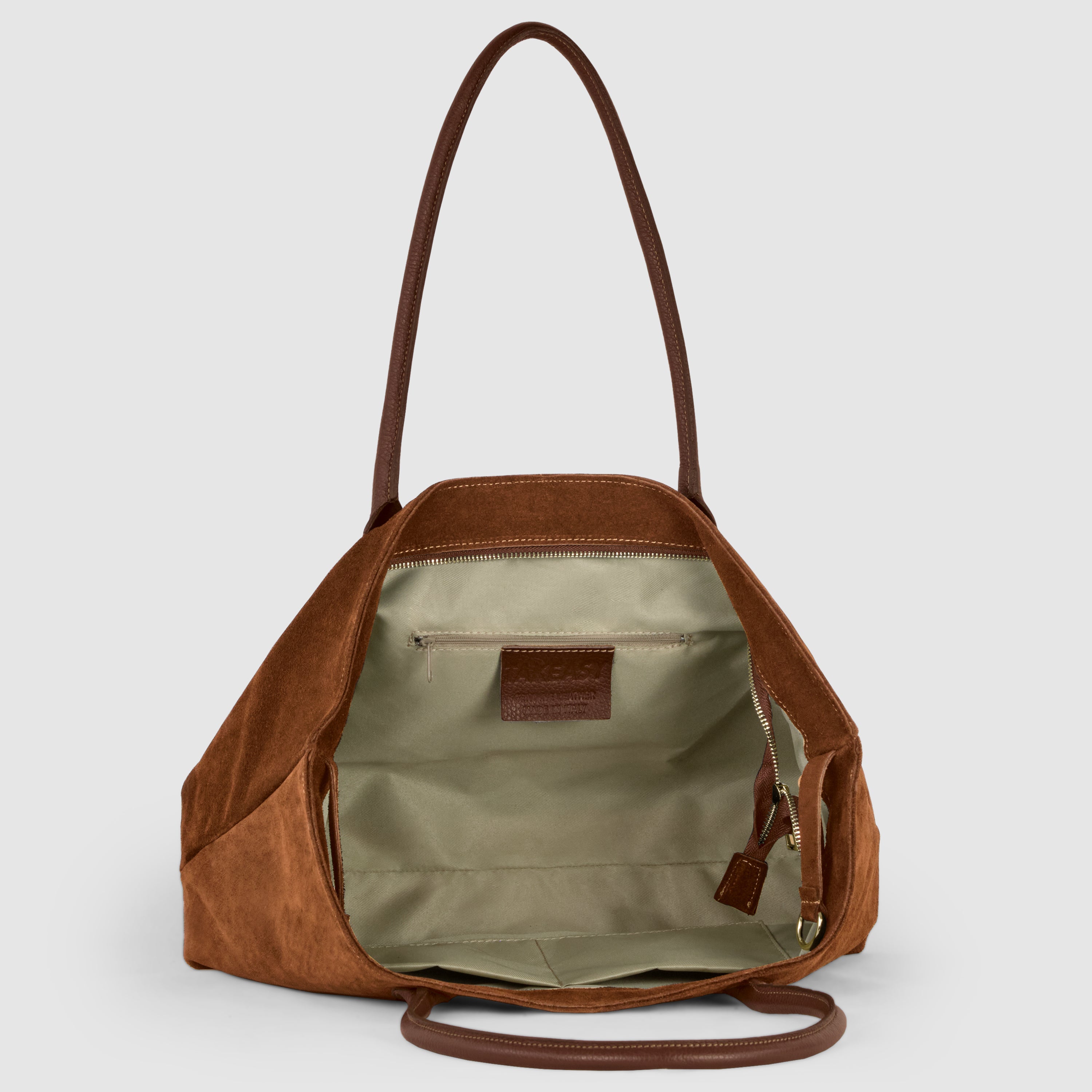 Large Italian Genuine Suede Carryall Tote Bag