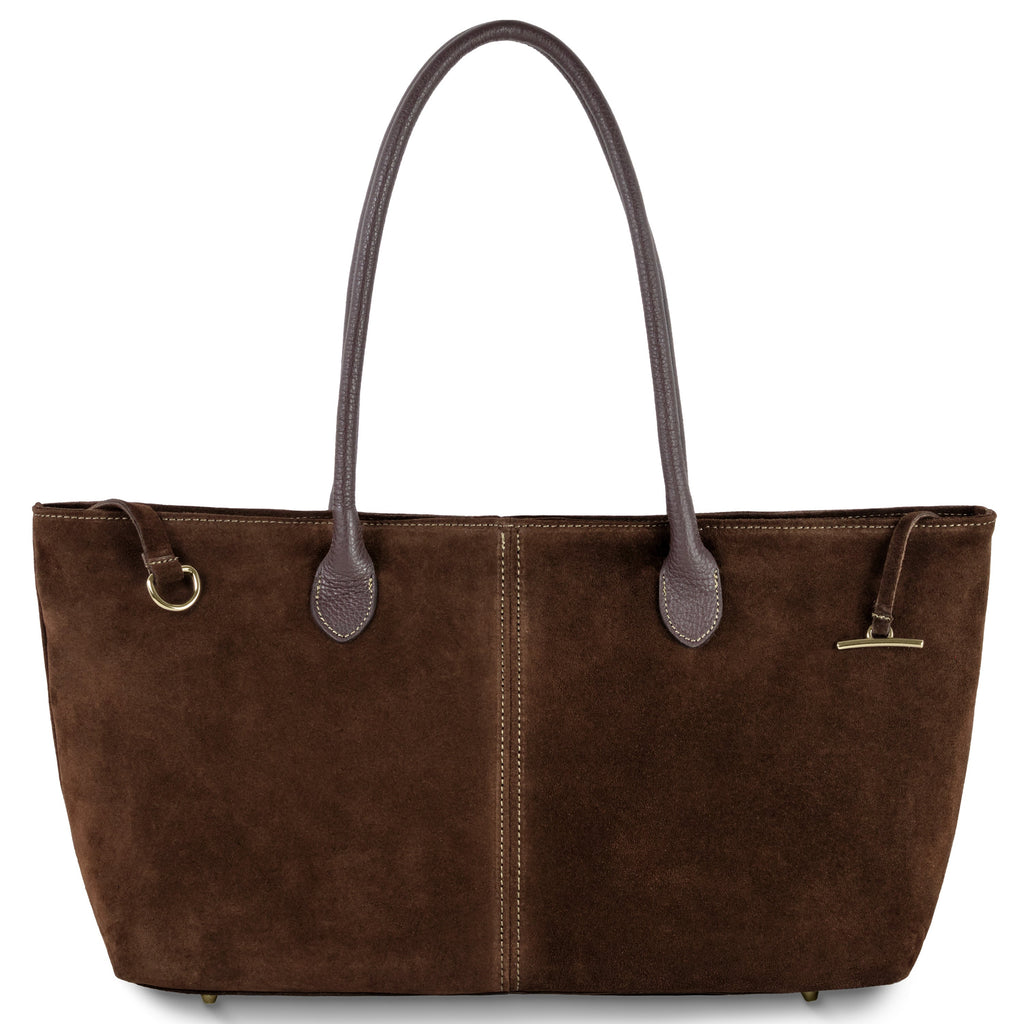 Large Italian Genuine Suede Carryall Tote Bag