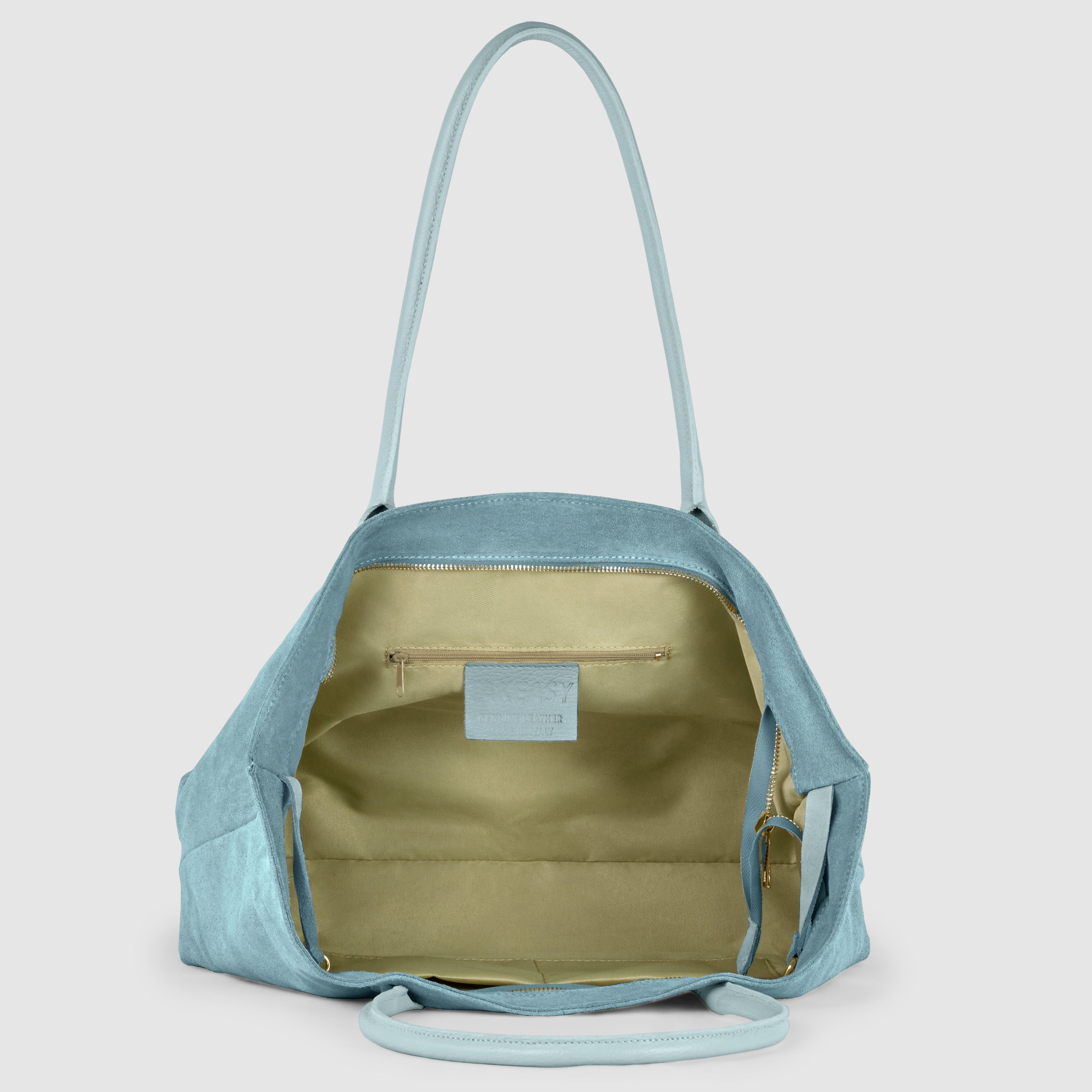 Large Italian Genuine Suede Carryall Tote Bag