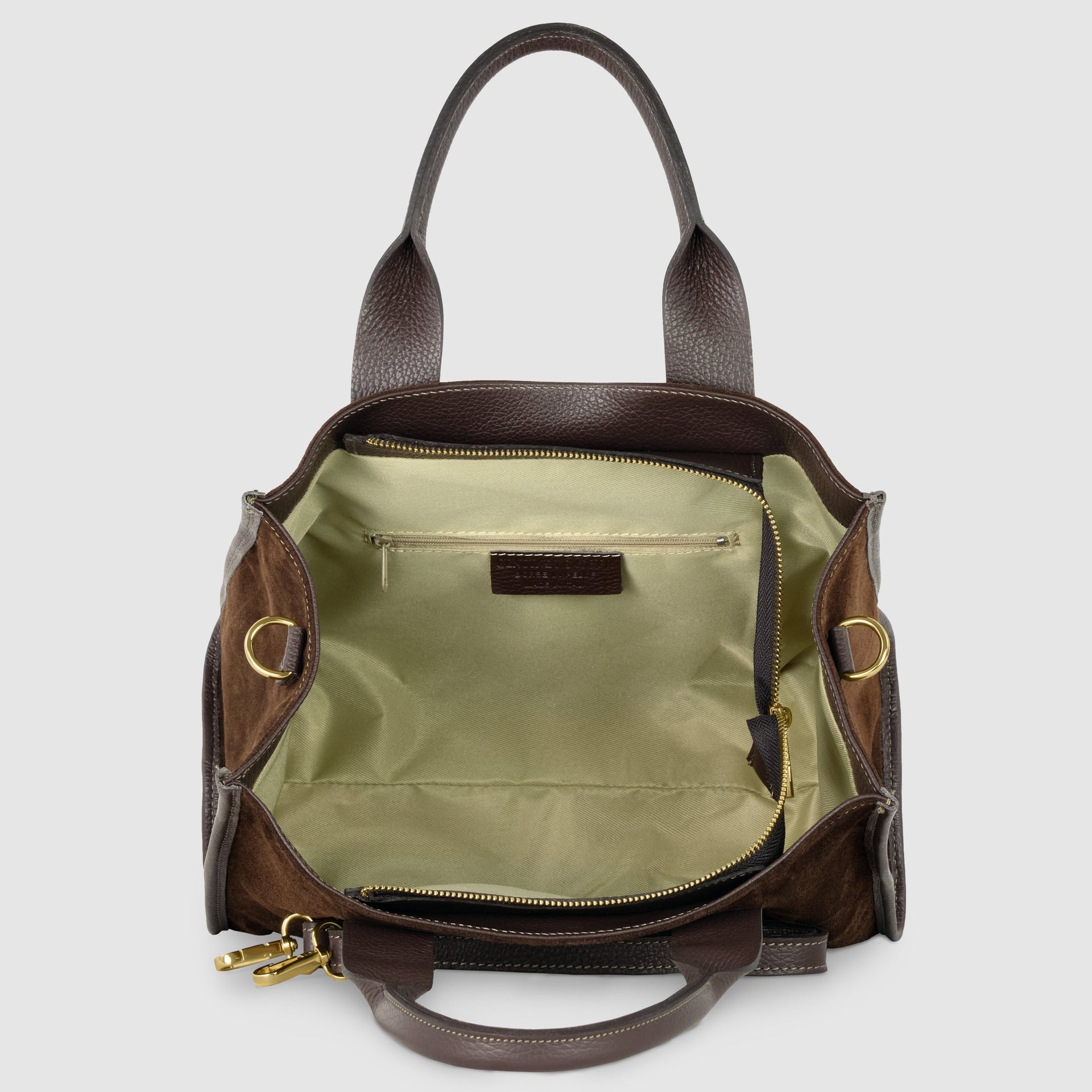 Italian Genuine Suede Dark Brown Structured Tote Bag