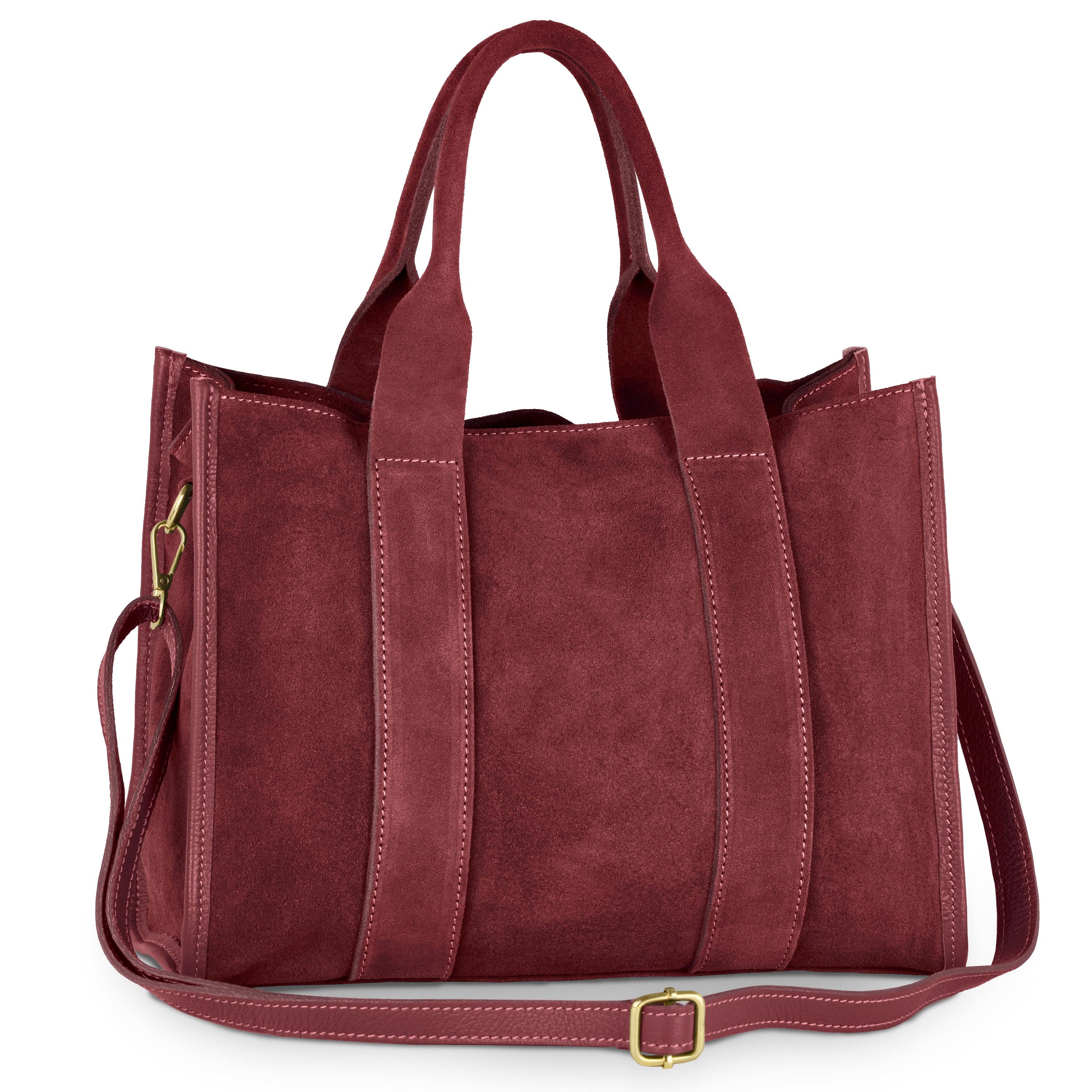 Italian Genuine Suede Dark Brown Structured Tote Bag