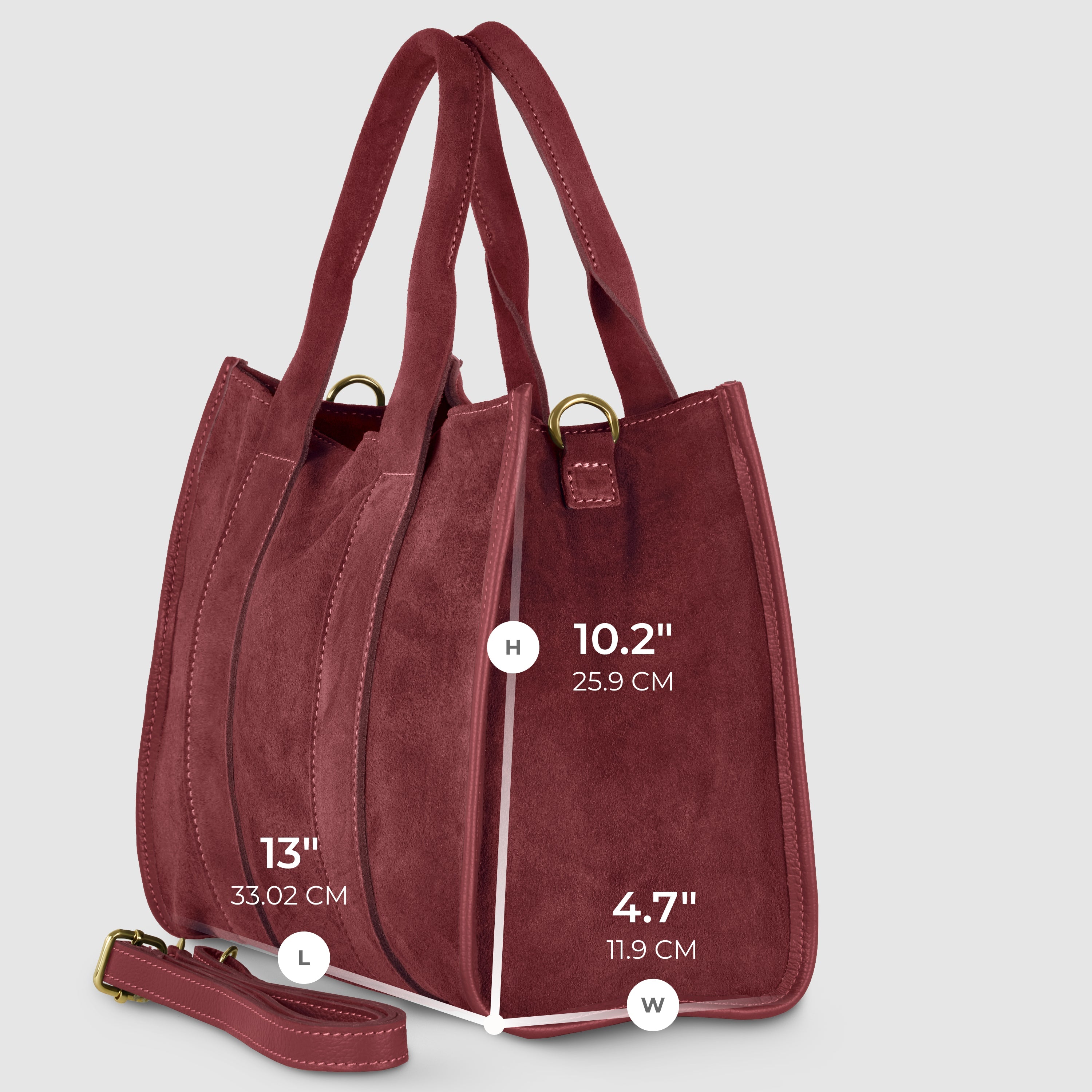 Italian Genuine Suede Dark Brown Structured Tote Bag