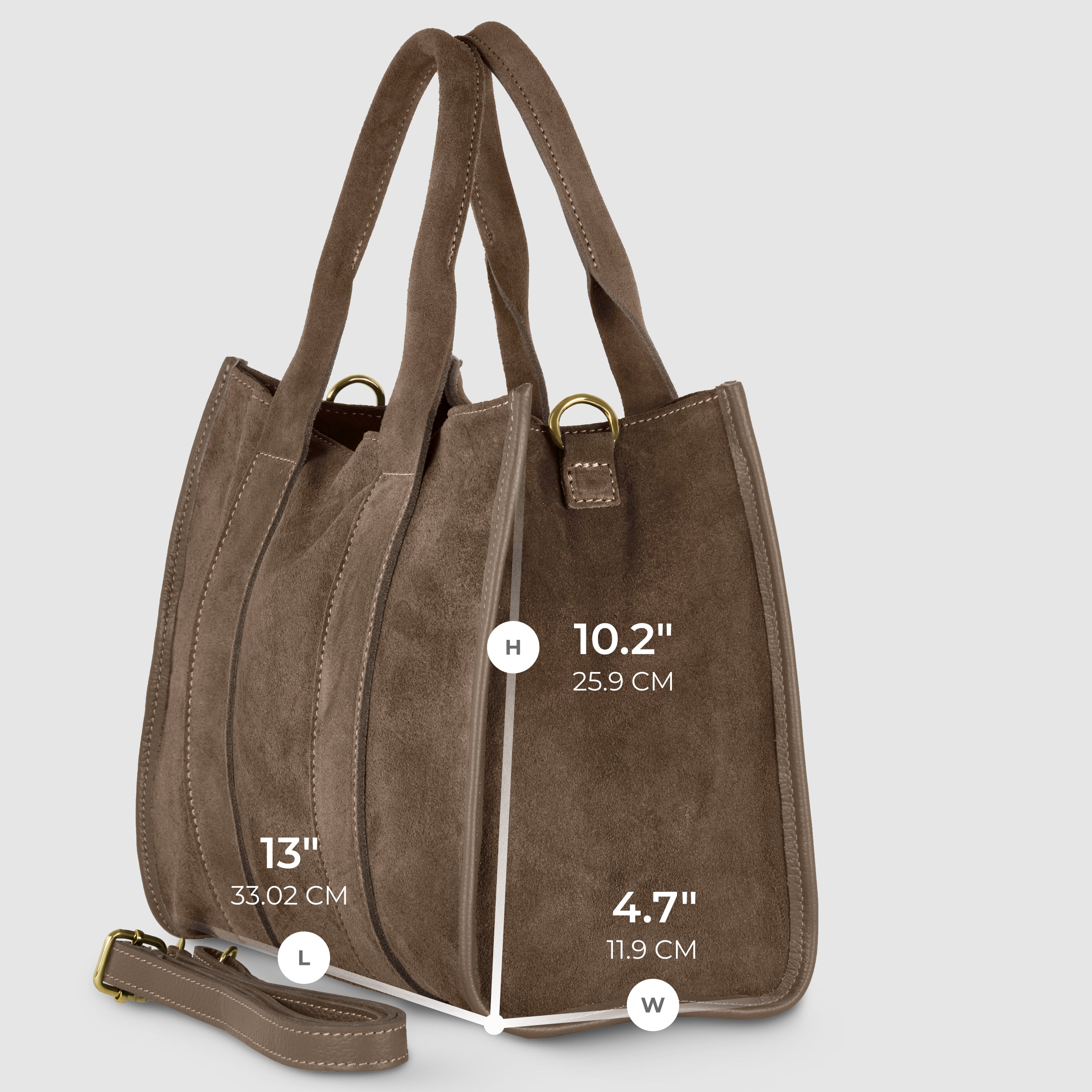 Italian Genuine Suede Dark Brown Structured Tote Bag