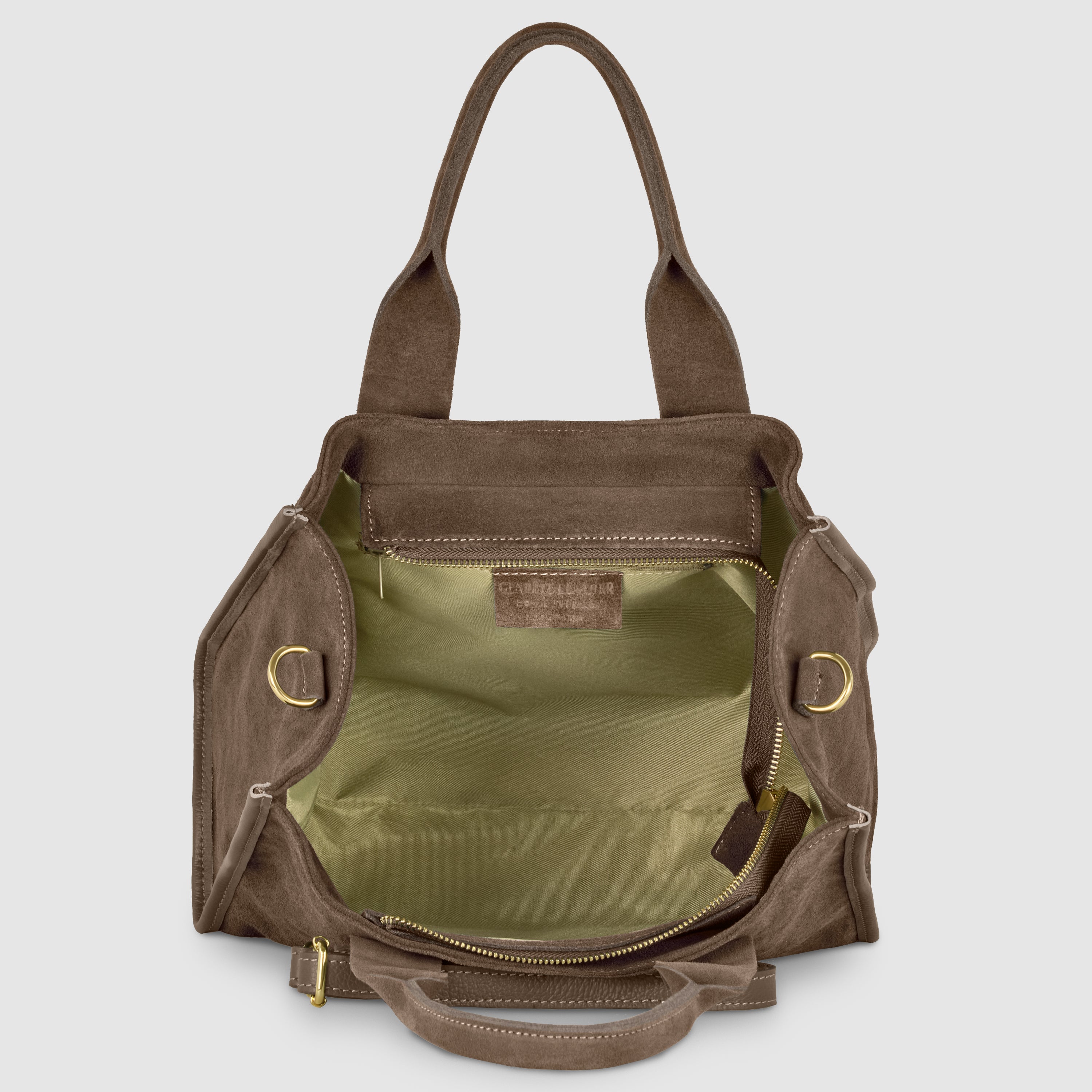 Italian Genuine Suede Dark Brown Structured Tote Bag