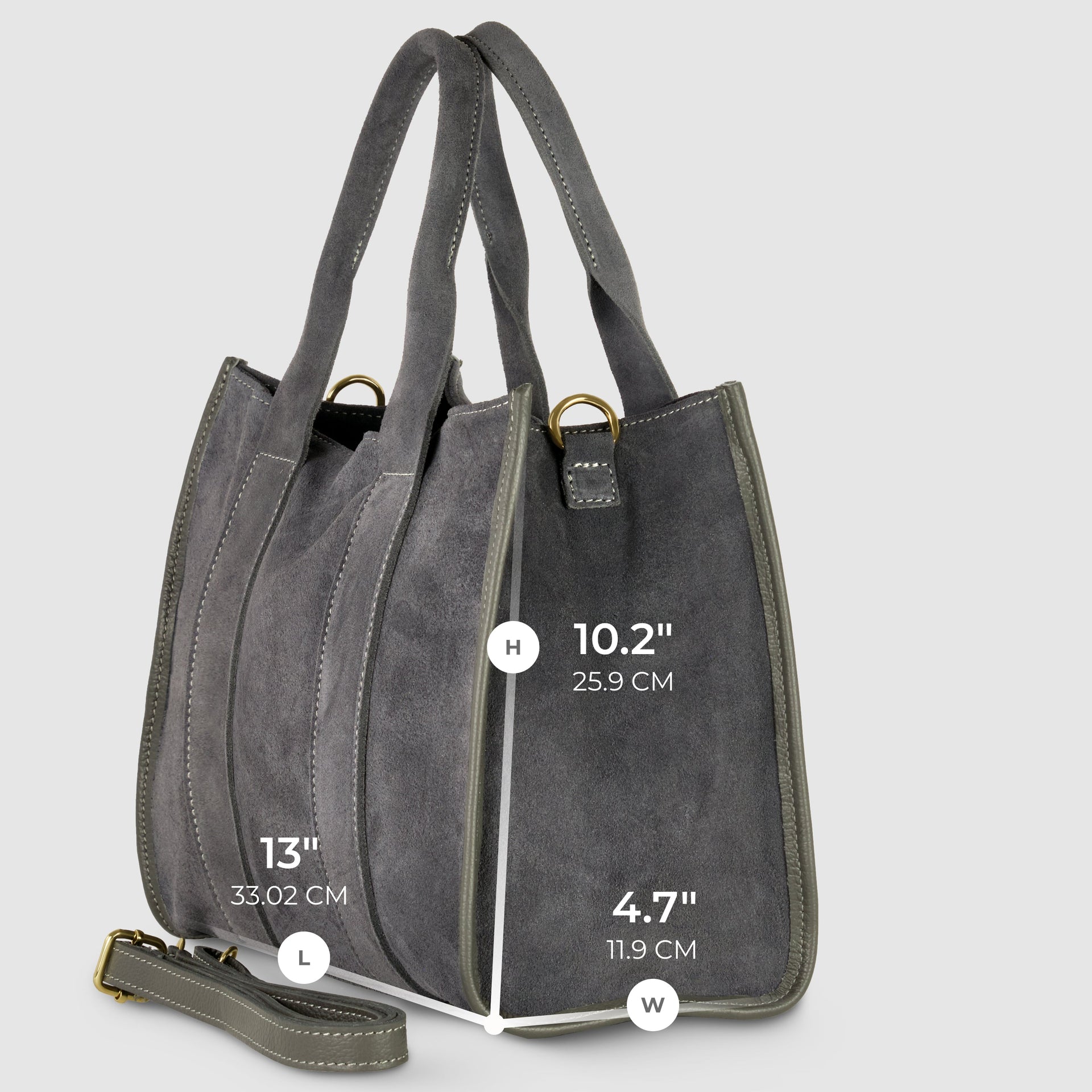 Italian Genuine Suede Dark Brown Structured Tote Bag