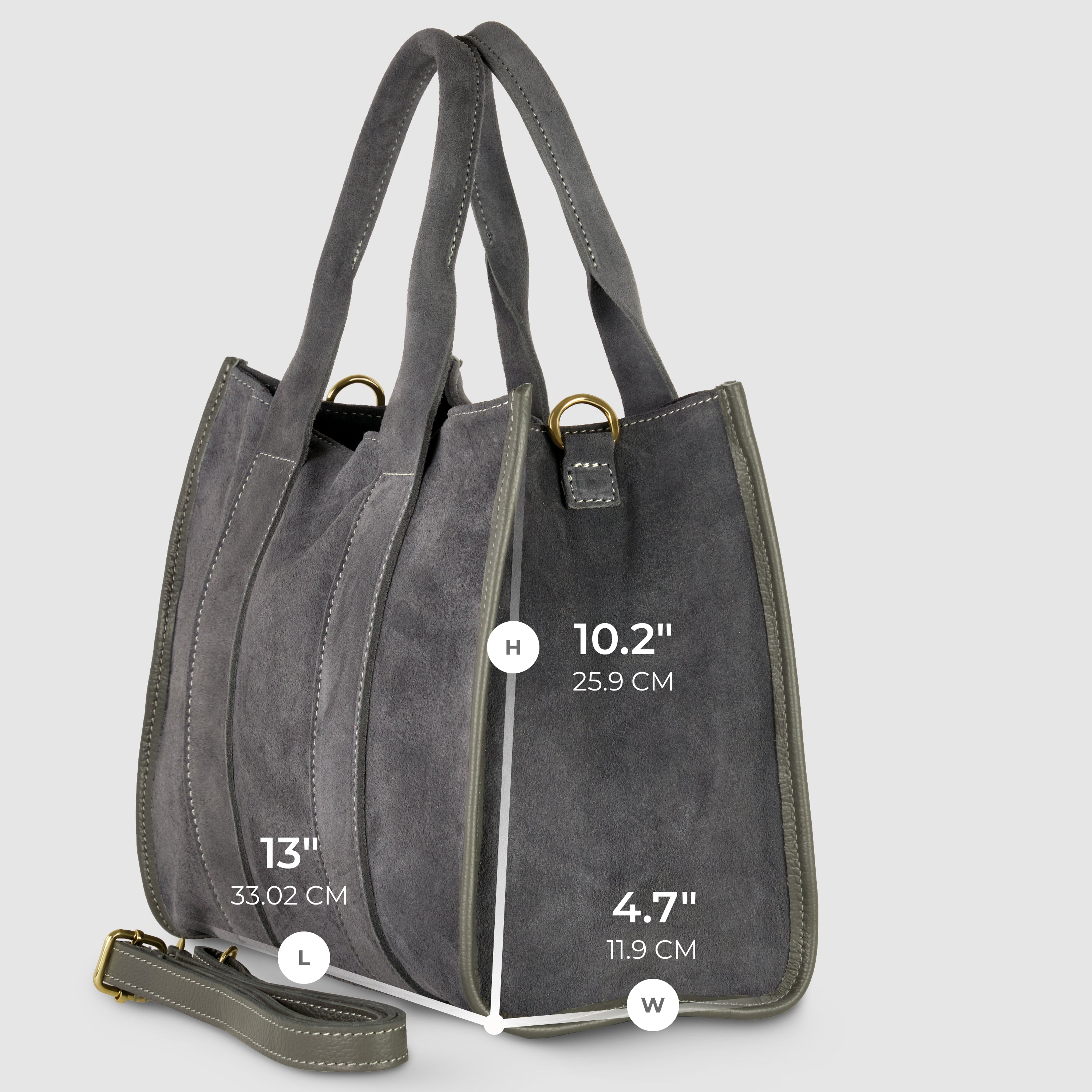 Italian Genuine Suede Dark Brown Structured Tote Bag
