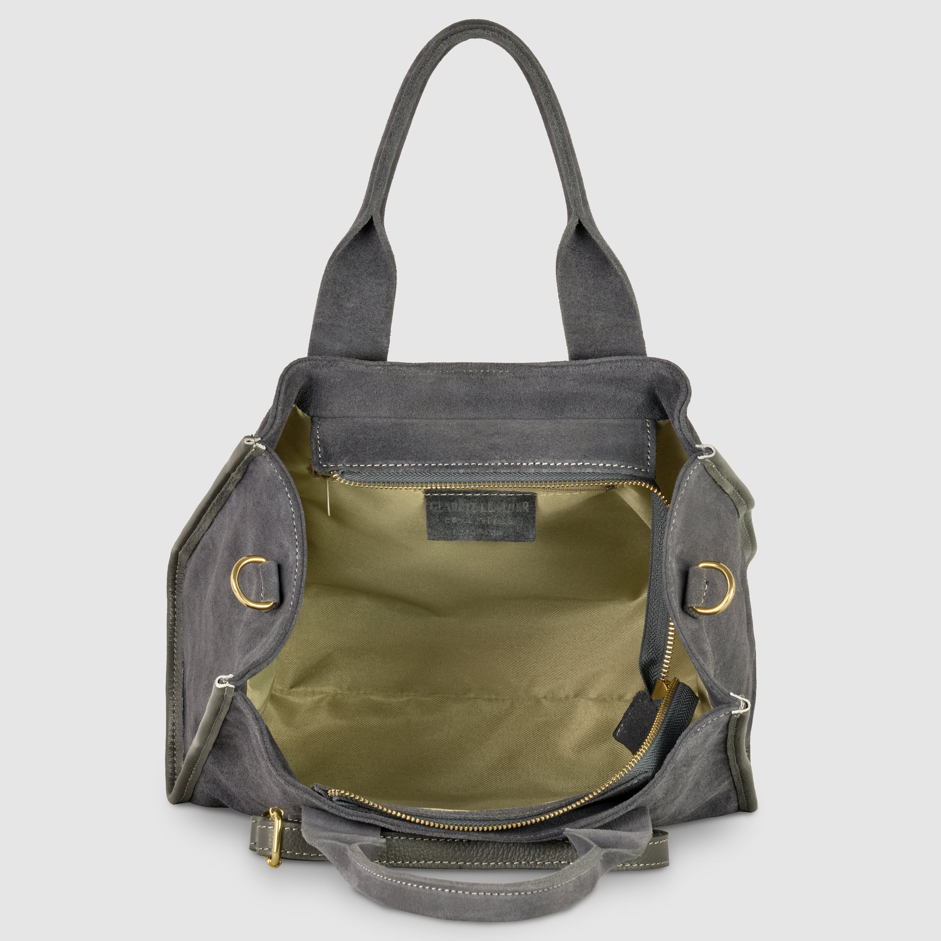 Italian Genuine Suede Dark Brown Structured Tote Bag
