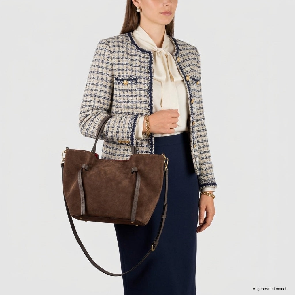 Italian Genuine Suede Tote Bag – Spacious Everyday Carryall