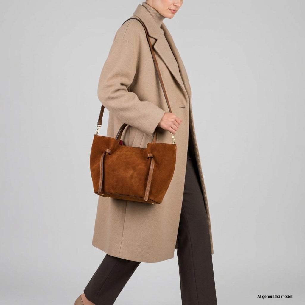 Italian Genuine Suede Tote Bag – Spacious Everyday Carryall