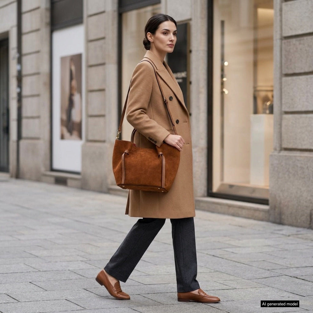 Italian Genuine Suede Tote Bag – Spacious Everyday Carryall